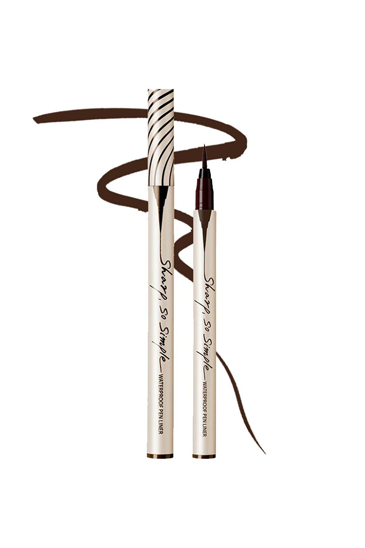 Suya Dayanıklı, İnce Uçlu Eyeliner Clio Sharp So Simple Waterproof Pen Liner (02 Brown)