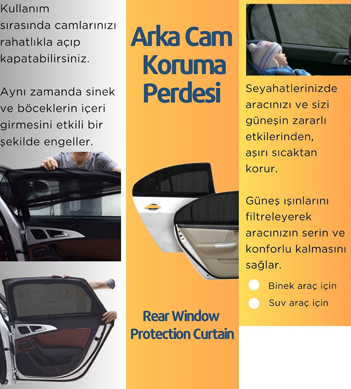 SPACE Arka Cam Güneşlik Koruma Perdesi (Binek Araçlar İçin) PAKET İÇERİĞİ 2 ADETTİR.