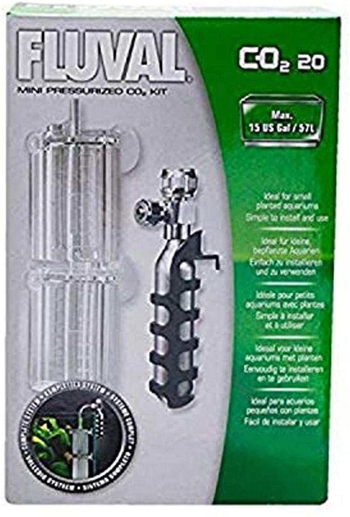 Fluval Mini Basınçlı CO2 Kiti, Bitki Akvaryumları için CO2 Desteği, 20 Gram
