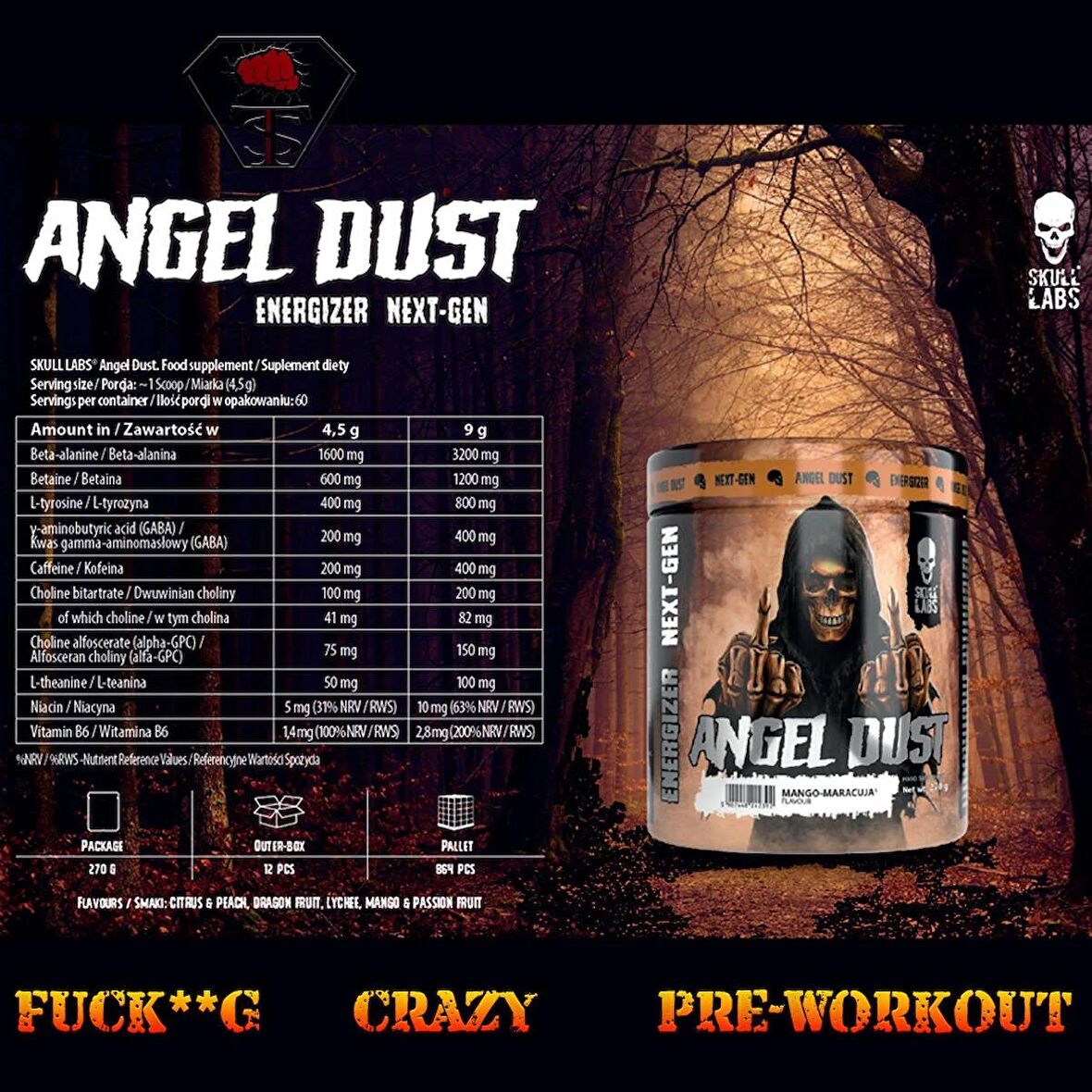 Skull Labs Angel Dust Pump Energizer Preworkout 270g