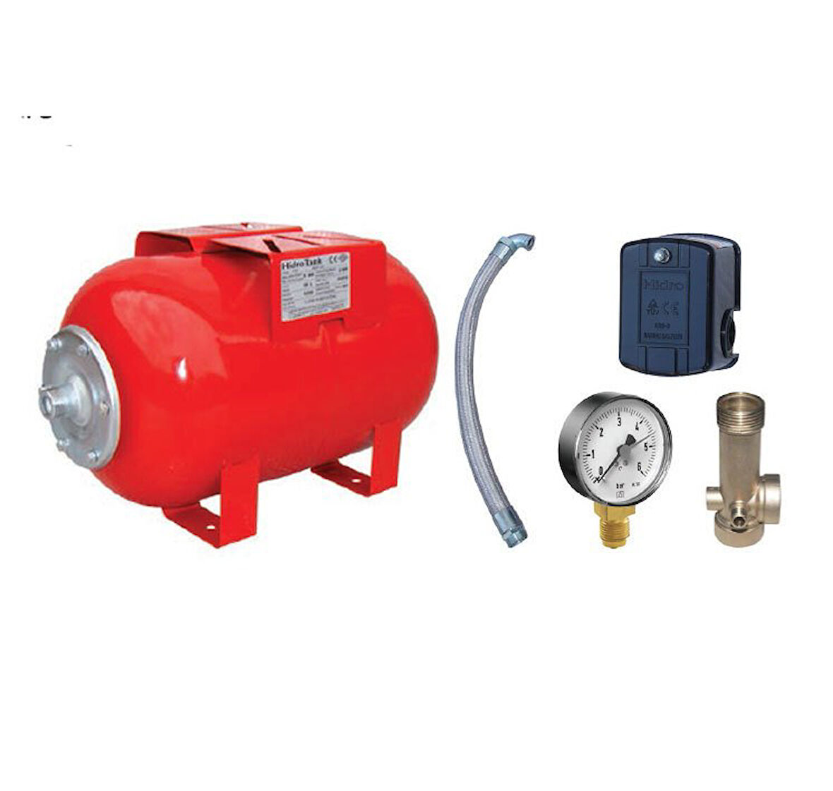 Hidrotank 100 Litre Yatay Ayaklı Hidrofor Kiti, Hidrofor Bağlantı Takımı