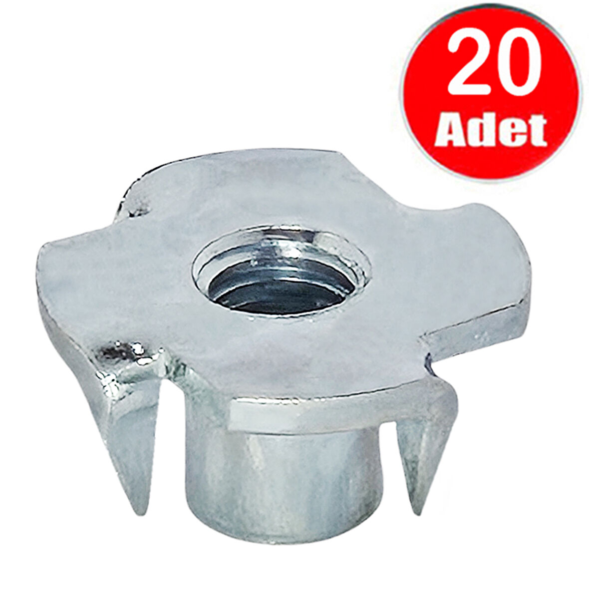 M6 Ağaç Somunu 6mm Tırnaklı Ahşap Çakma Somun  -20 Adet