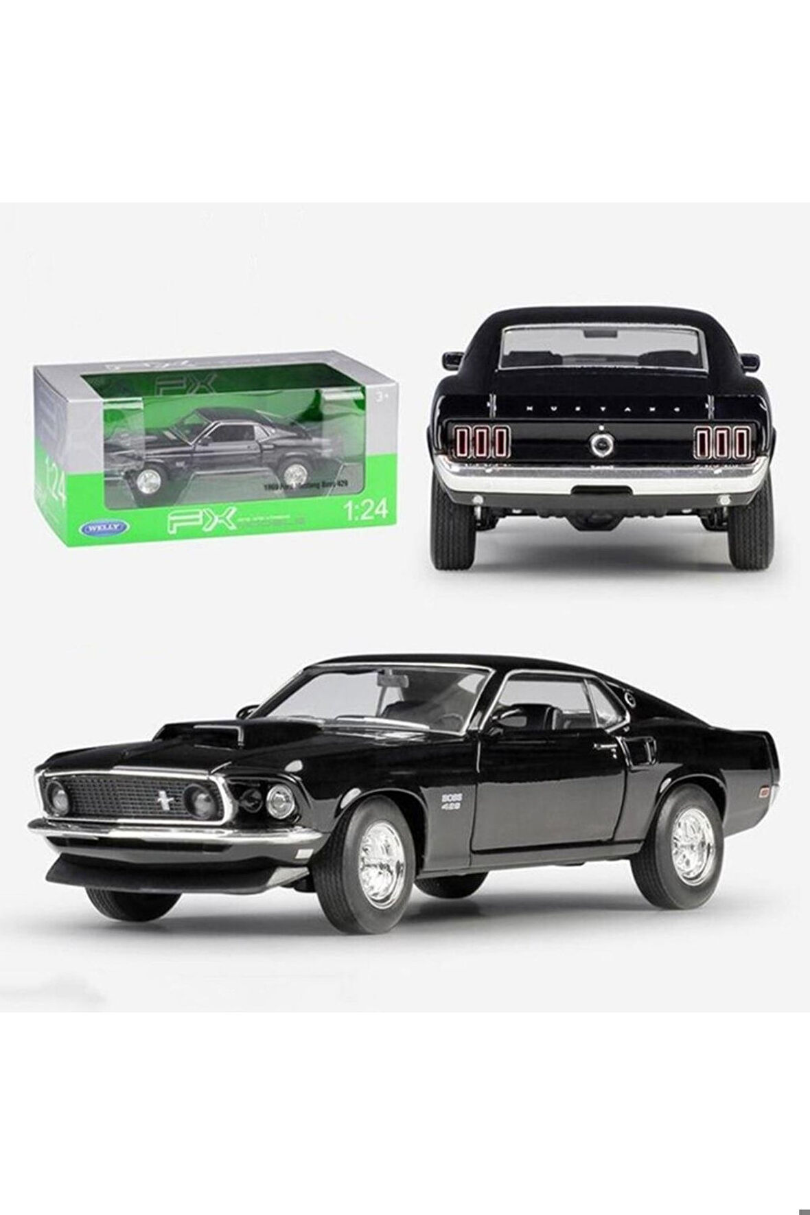 1969 Ford Mustang Boss 429 Siyah 1:24 Model Araba