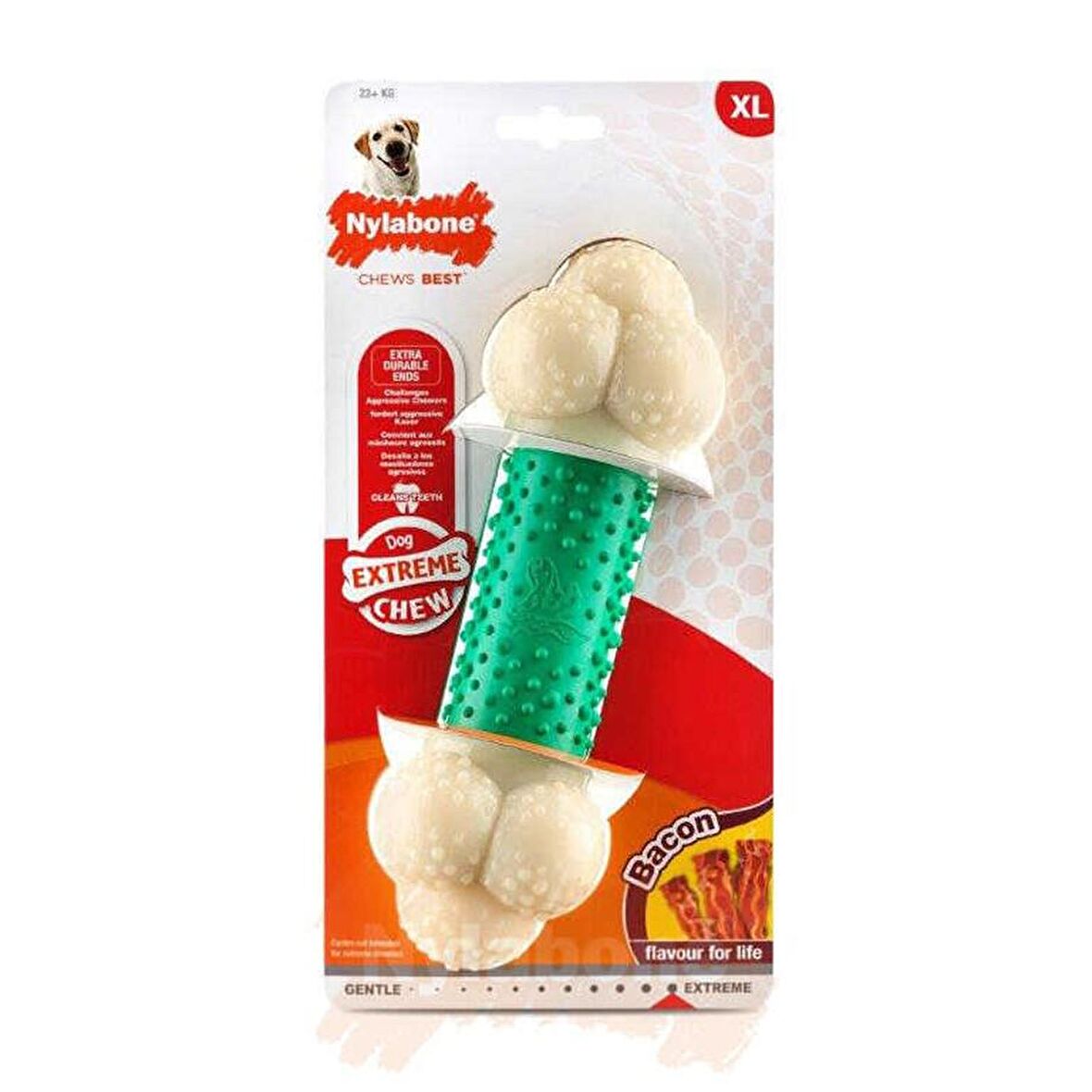 Nylabone Ec Double Action Domuz Pastırması Aromalı Köpek Çiğneme Kemiği XL