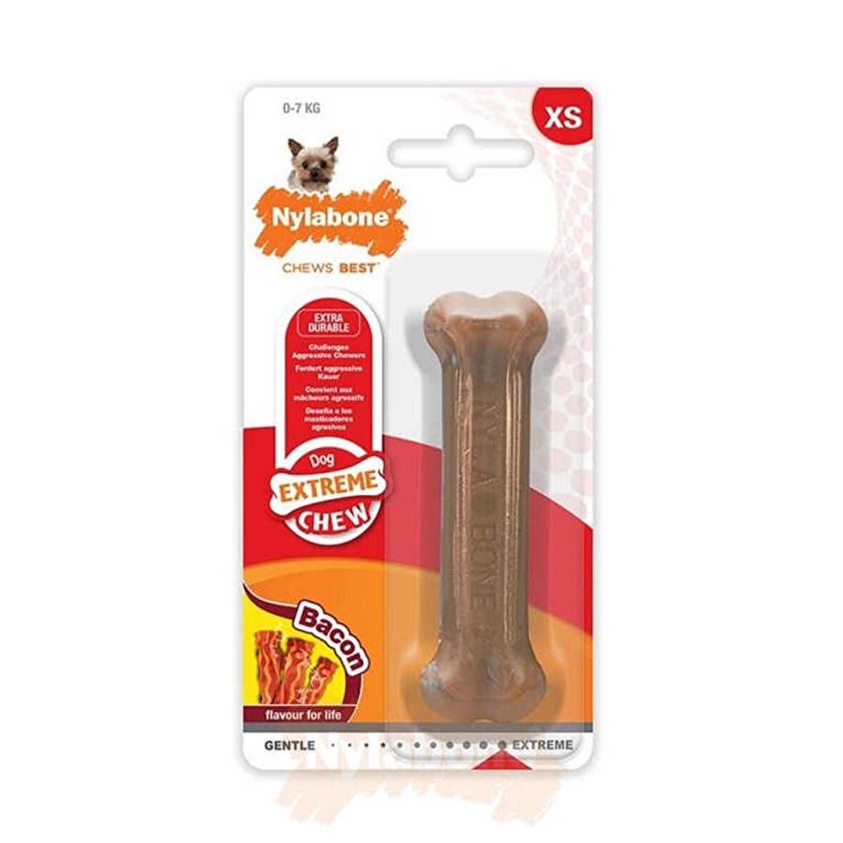 Nylabone Ec Domuz Pastırması Aromalı Köpek Çiğneme Kemiği XS