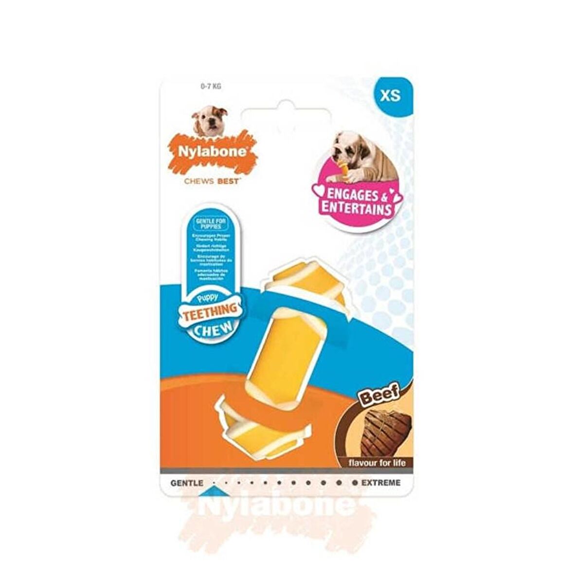 Nylabone Biftek Aromalı Yavru Köpek Çiğneme Kemiği XS