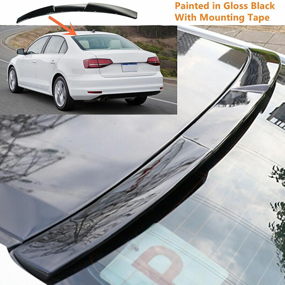 Vw Jetta Mk6 boyalı cam üstü spoiler (Pianoblack) 2012-2018 arası