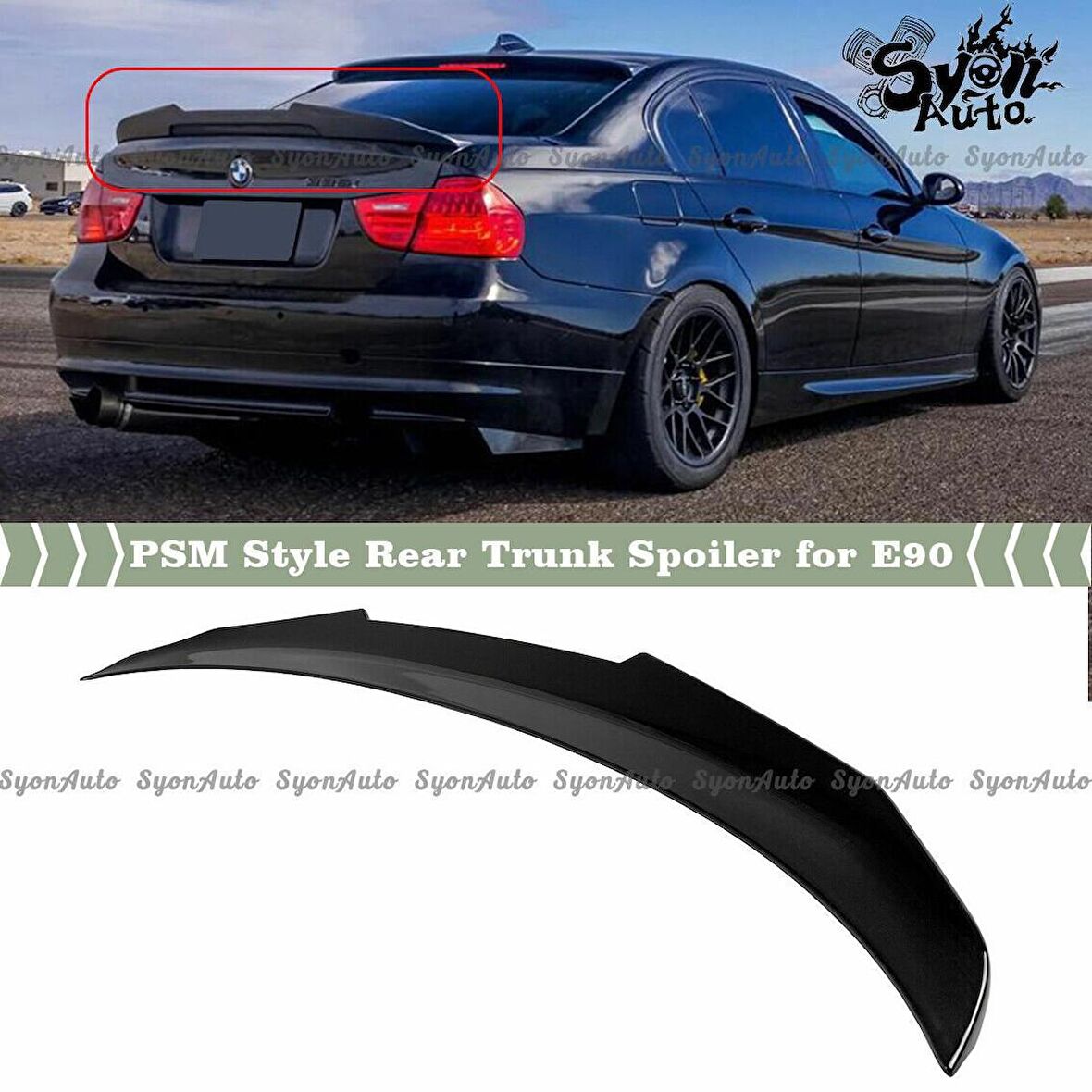 Bmw E90 psm boyalı spoiler (Pianoblack) 2005-2012 arası