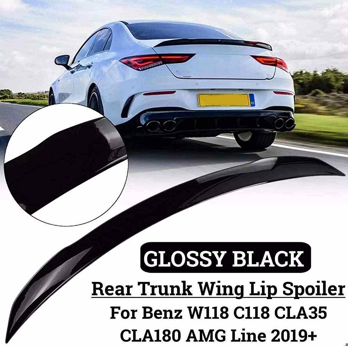 Mercedes cla (w118) boyalı (Pianoblack) spoiler 2019 sonrası