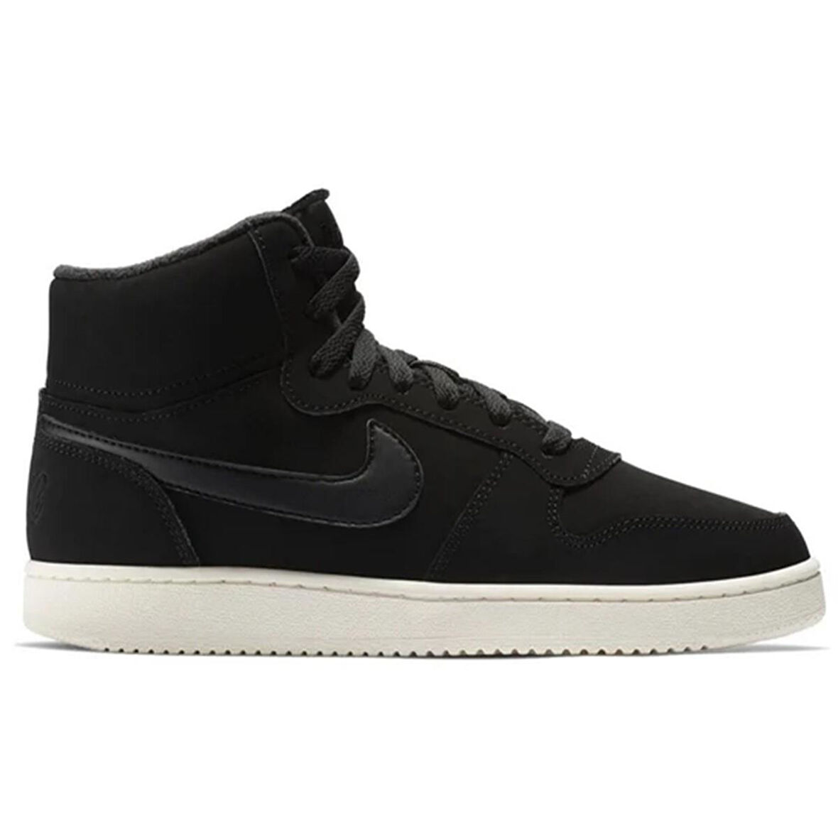 Nike Ebernon Mid Leather Womens Sneaker Black Hakiki Deri Kadın Spor Ayakkabı Siyah