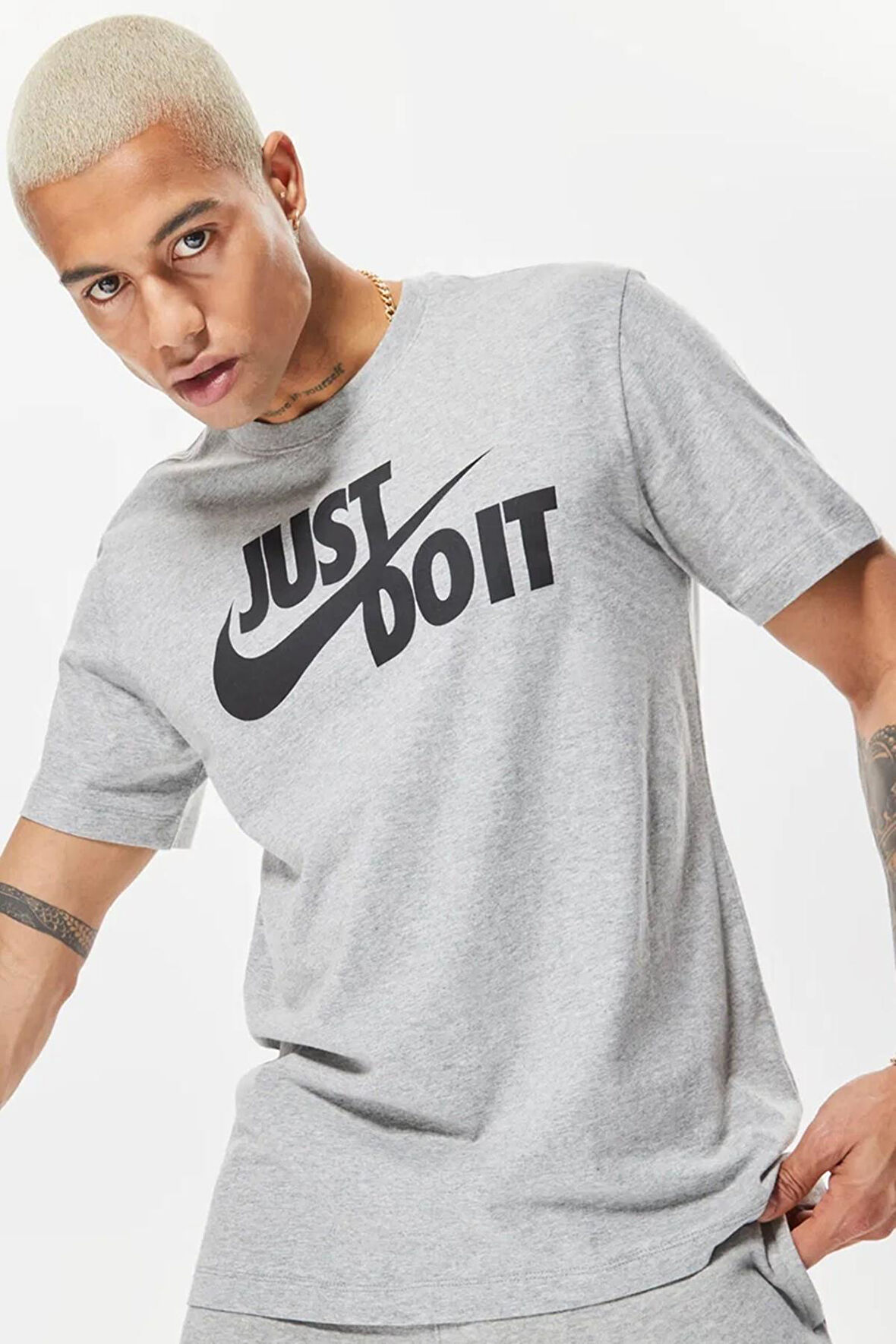 Nike Tshirt M Nsw Tee Just Do It Swoosh Erkek Günlük Tişört Gri