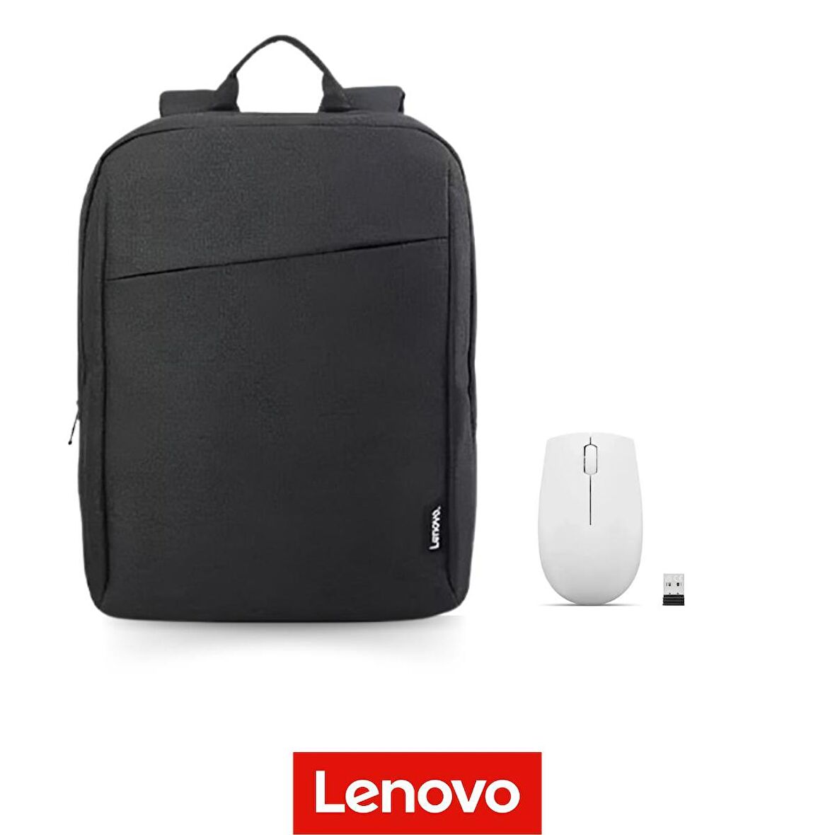 Lenovo B210 GX40Q17225 Siyah 15.6" Laptop Sırt Çantası &Lenovo 300 GY51L15677 Optik Kablosuz Beyaz Mouse