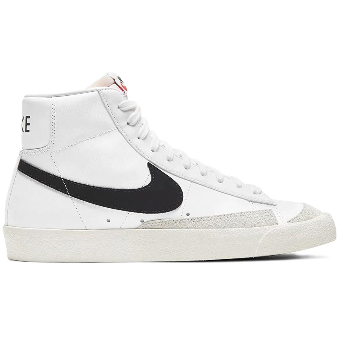 Nike Blazer Mid 77 VNTG  Mens Leather Sneaker White Hakiki Deri Erkek Günlük Spor Ayakkabı Beyaz-Siyah Swoosh