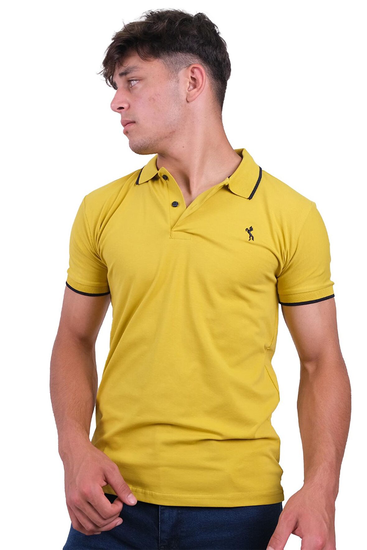 Erkek Polo Yaka Truva Açık Sarı Tişört