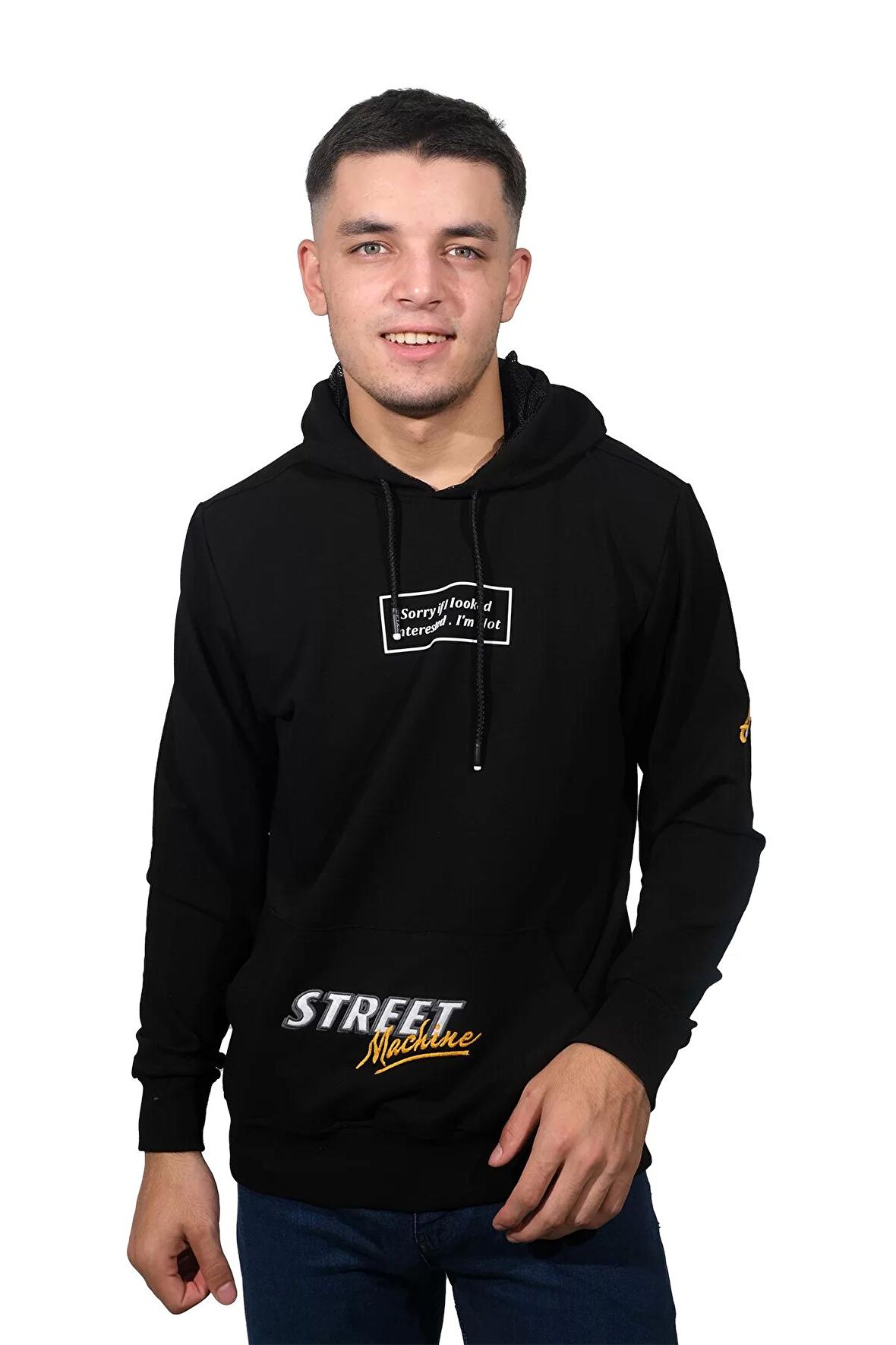 Erkek Kapüşonlu Street Koyu Siyah Sweatshirt-252