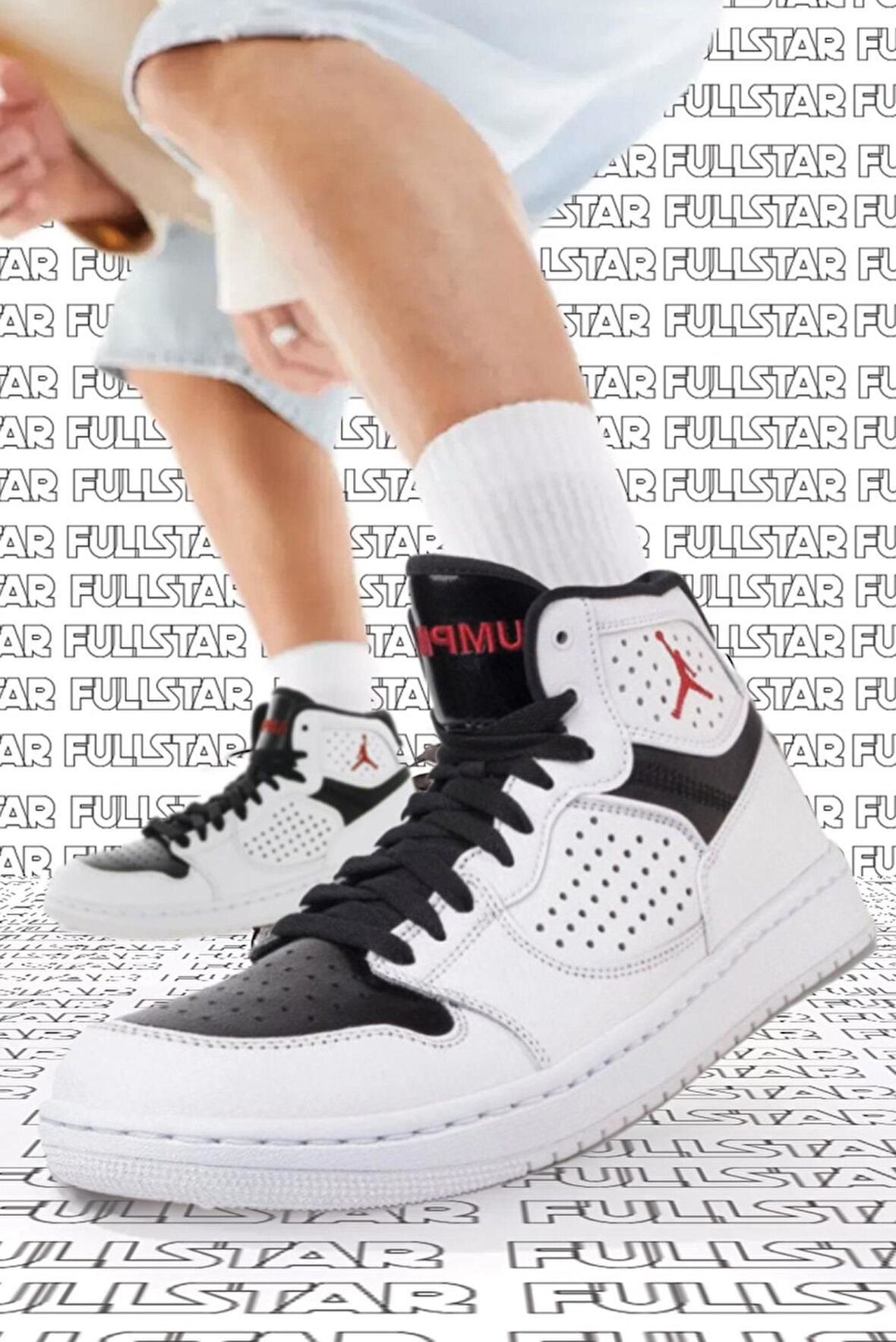 Nike Jordan Access Jumpman Leather Sneaker Hakiki Deri Bilekli Spor Ayakkabı Beyaz Siyah