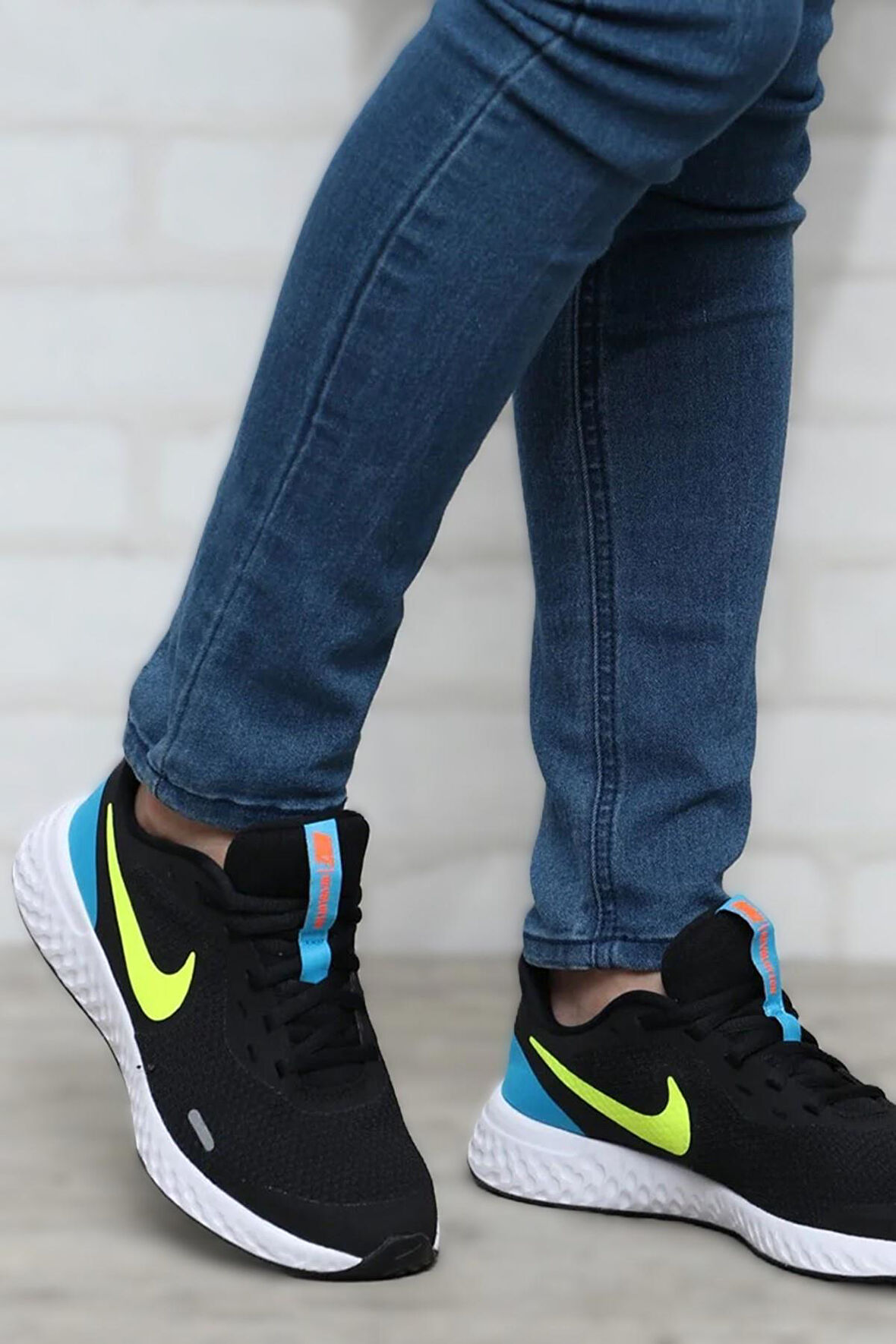 Nike Revolution 5 Womens Black Blue Sneaker Kadın Yürüyüş Koşu Ayakkabı Siyah