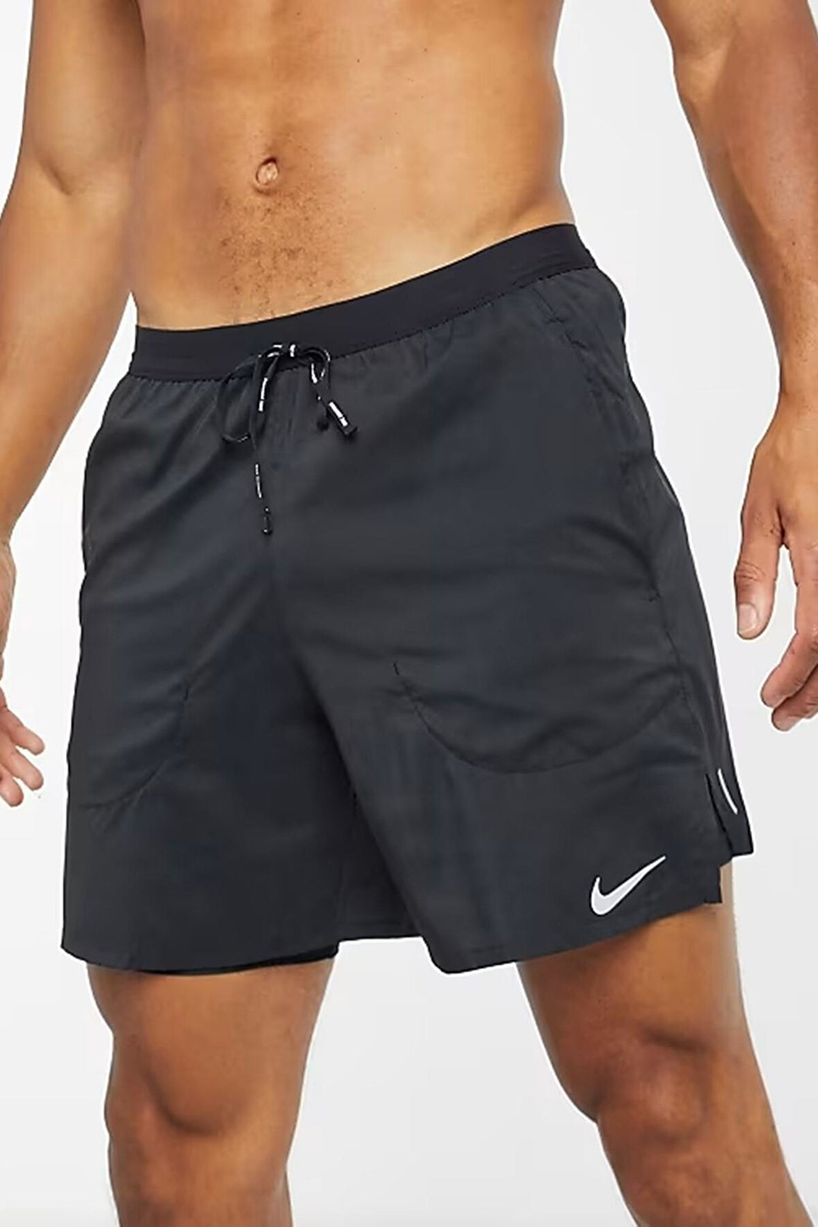 Nike Flex 2 in 1 Stride Men's Brief Running Shorts Fermuarlı 7"  Şort Siyah