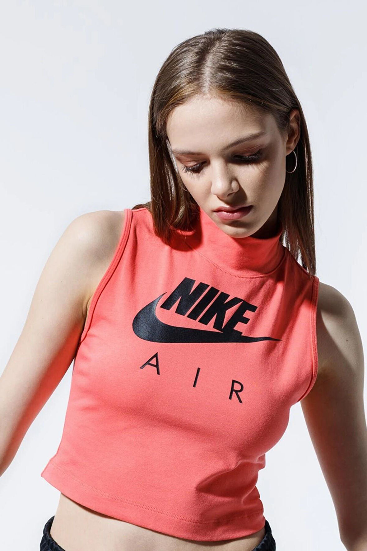 Nike Air Women's Mock CropTank Boğazlı Yaka Pembe Atlet