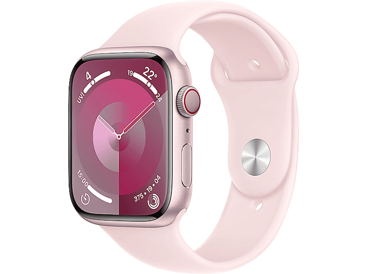 APPLE Watch Series 9 GPS + Cellular MRMK3TU/A  45 mm Pembe Alüminyum Kasa ve Uçuk Pembe Spor Kordon - S/M