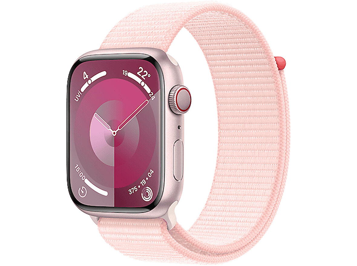 APPLE Watch Series 9 GPS + Cellular MRMM3TU/A  45 mm Pembe Alüminyum Kasa ve Uçuk Pembe Spor Loop