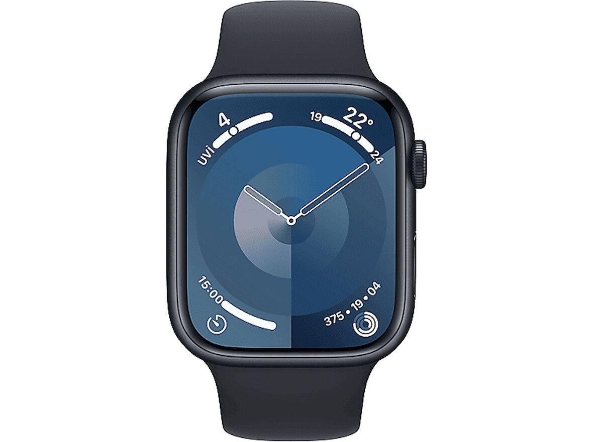 APPLE Watch Series 9 GPS + Cellular MRMV3TU/A  45 mm Grafit Paslanmaz Çelik Kasa ve Gece Yarısı Spor Kordon - S/M