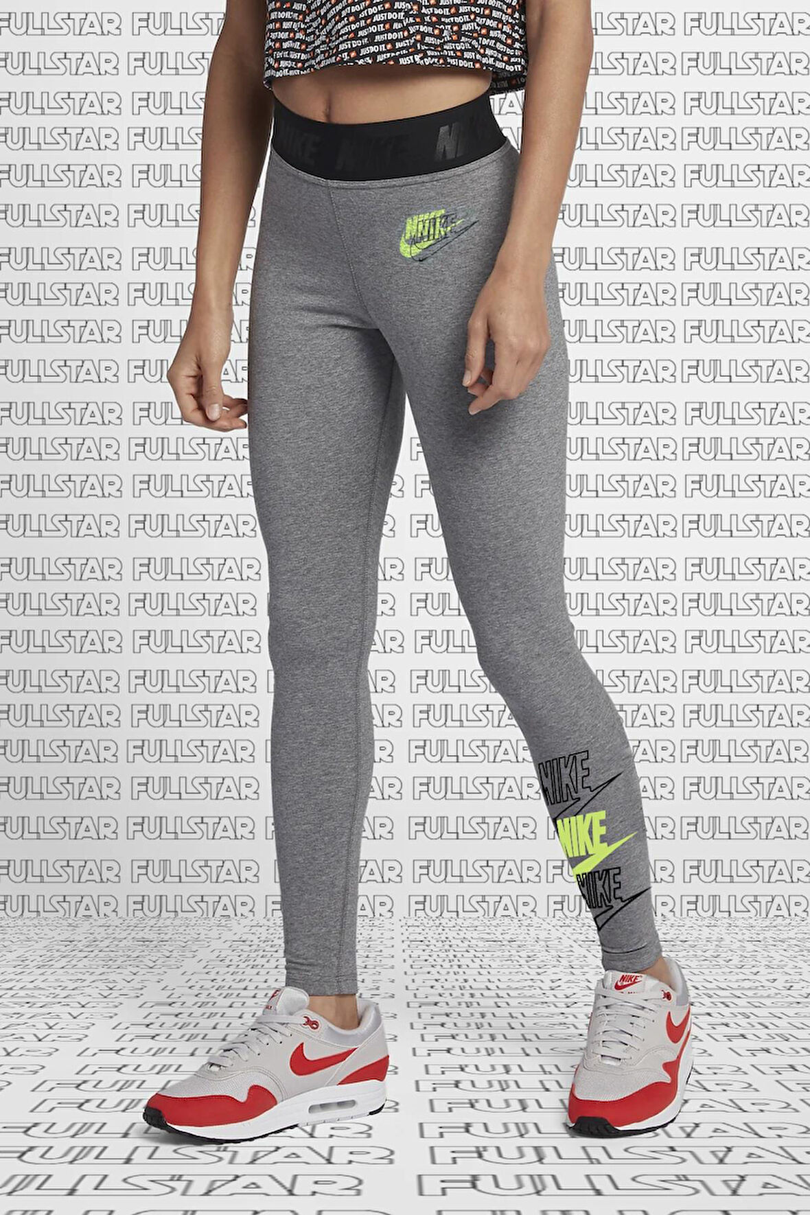 Nike Leggings Club Mid Rise Cotton Pamuklu İnce Tayt Gri