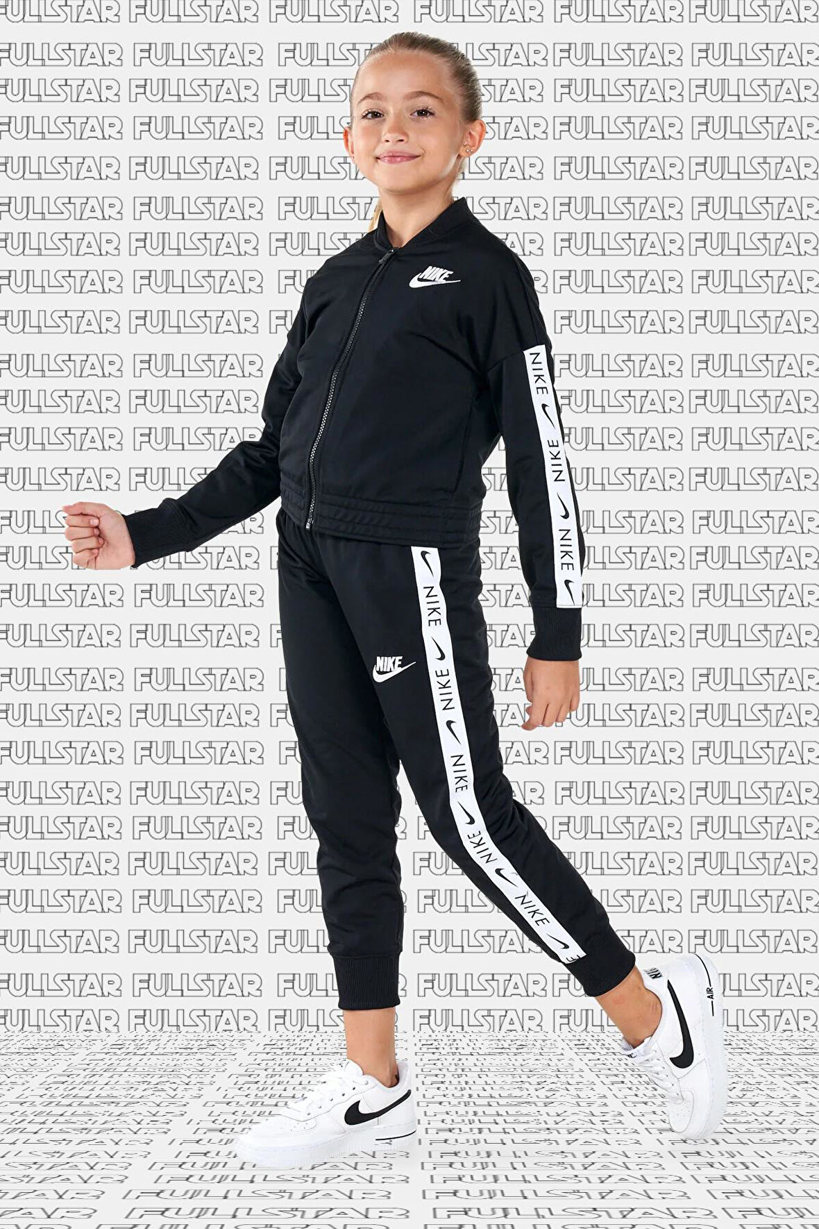 Nike Sportswear Tracksuit Black Kız Çocuk Eşofman Takımı Siyah Beyaz