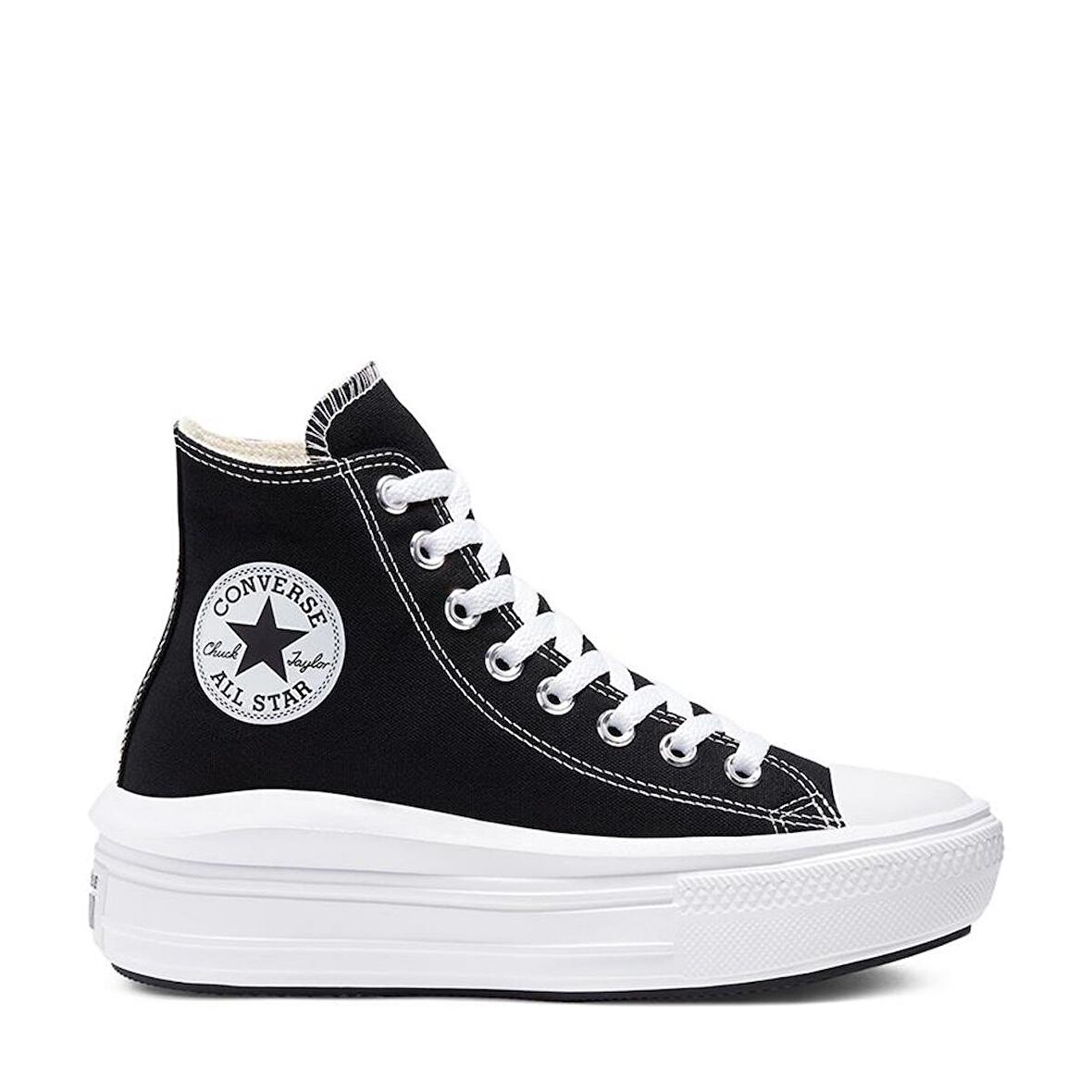 Converse Chuck Taylor All Star Move Platformlu Bilekli Sneaker Kanvas Boğazlı Ayakkabı Siyah 568497C