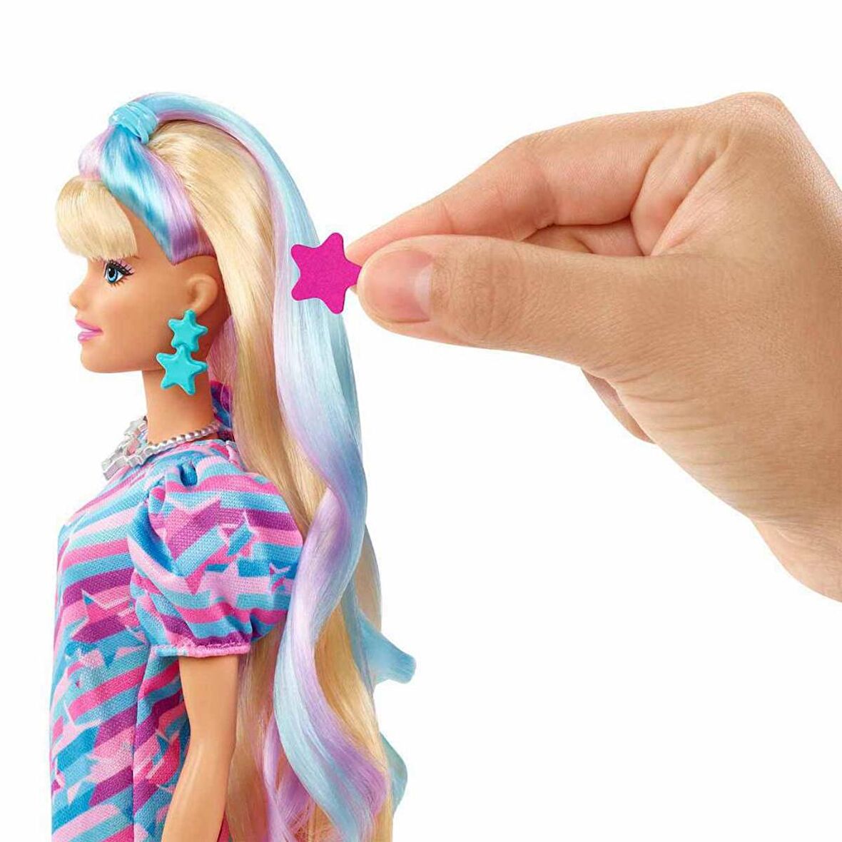 Barbie Upuzun Muhteşem Saçlı Bebekler Sarışın-Yıldız HCM87-HCM88