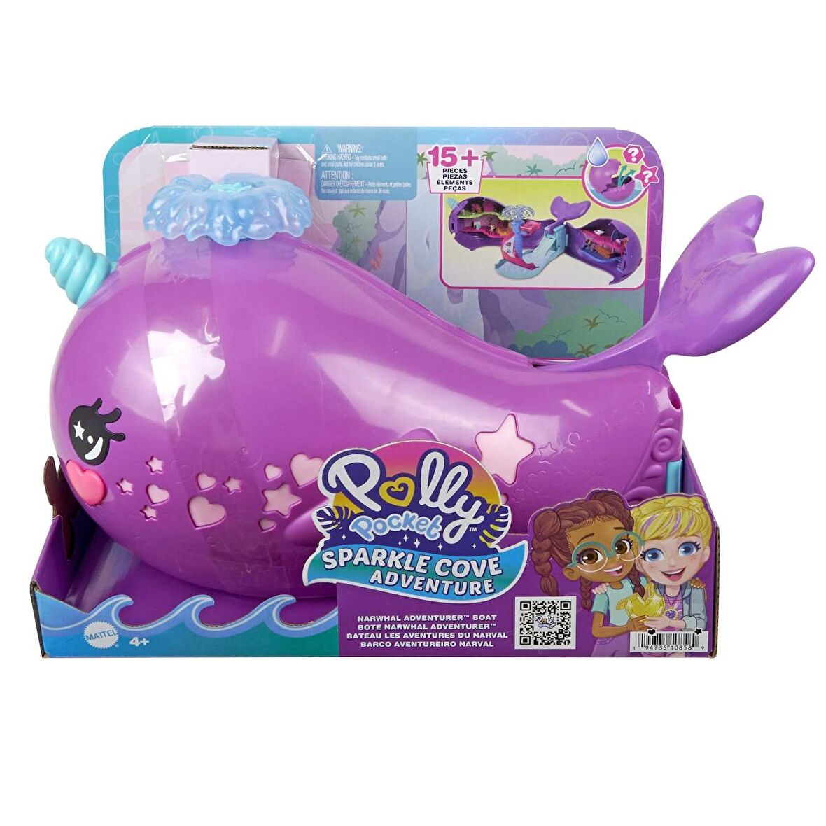 Polly Pocket Sparkle Cove Macera Deniz gergedanı Maceracı Teknesi HKV71