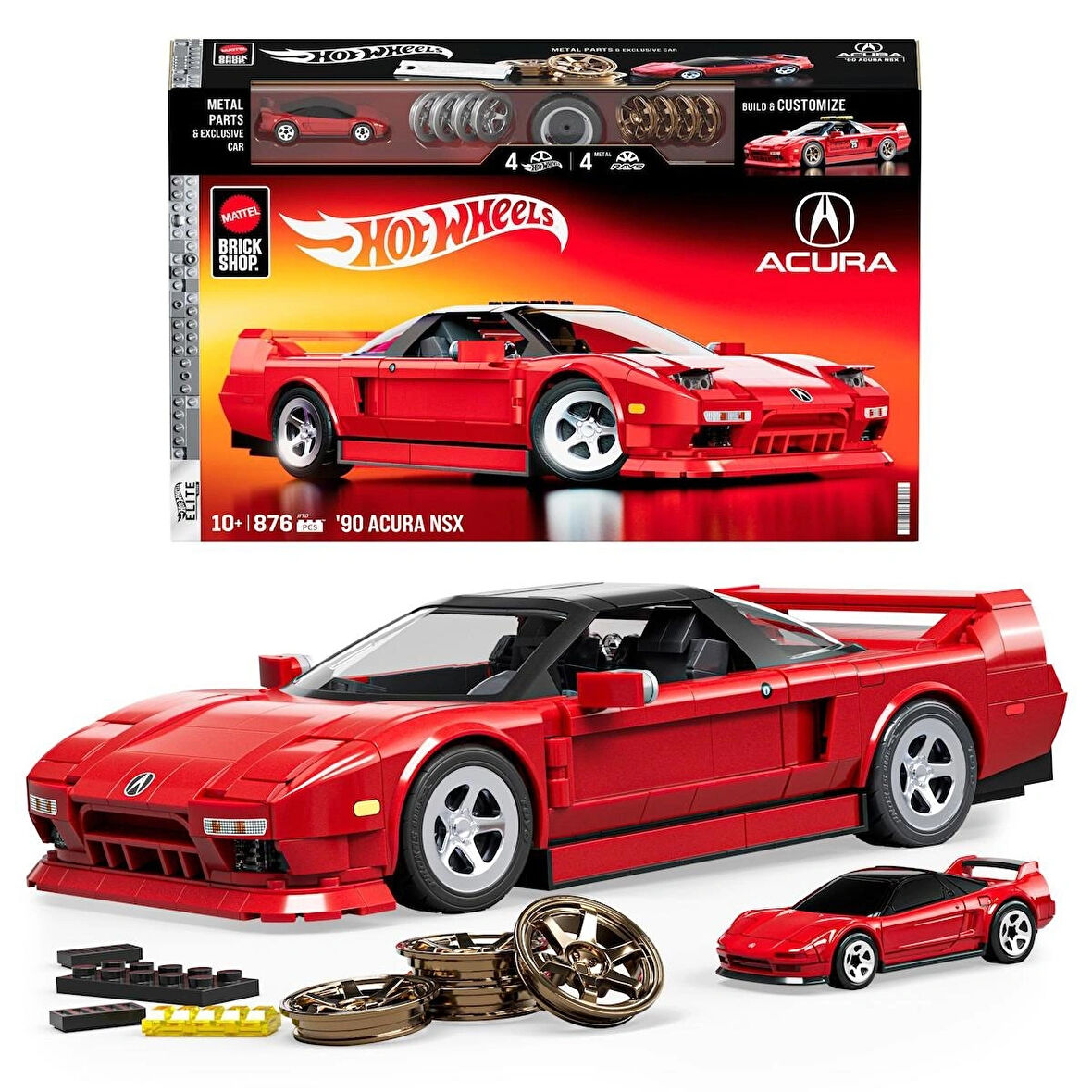 Mattel Brick Shop ™ Hot Wheels® Elite Serisi - '90 Acura Nsx Yapı Oyuncağı Seti (876 Parça), Koleksiyoncular Için JFT17