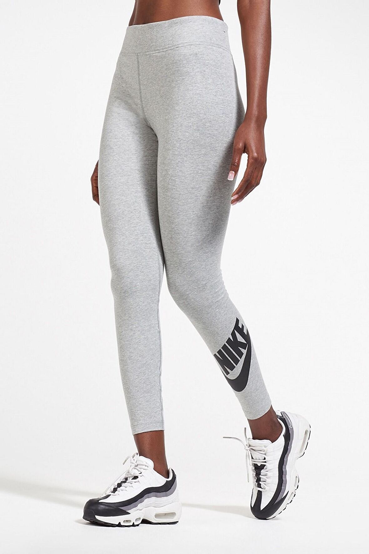 Nike Sportswear Club High-Rise Leggings Yüksek Belli Pamuklu Gri Tayt