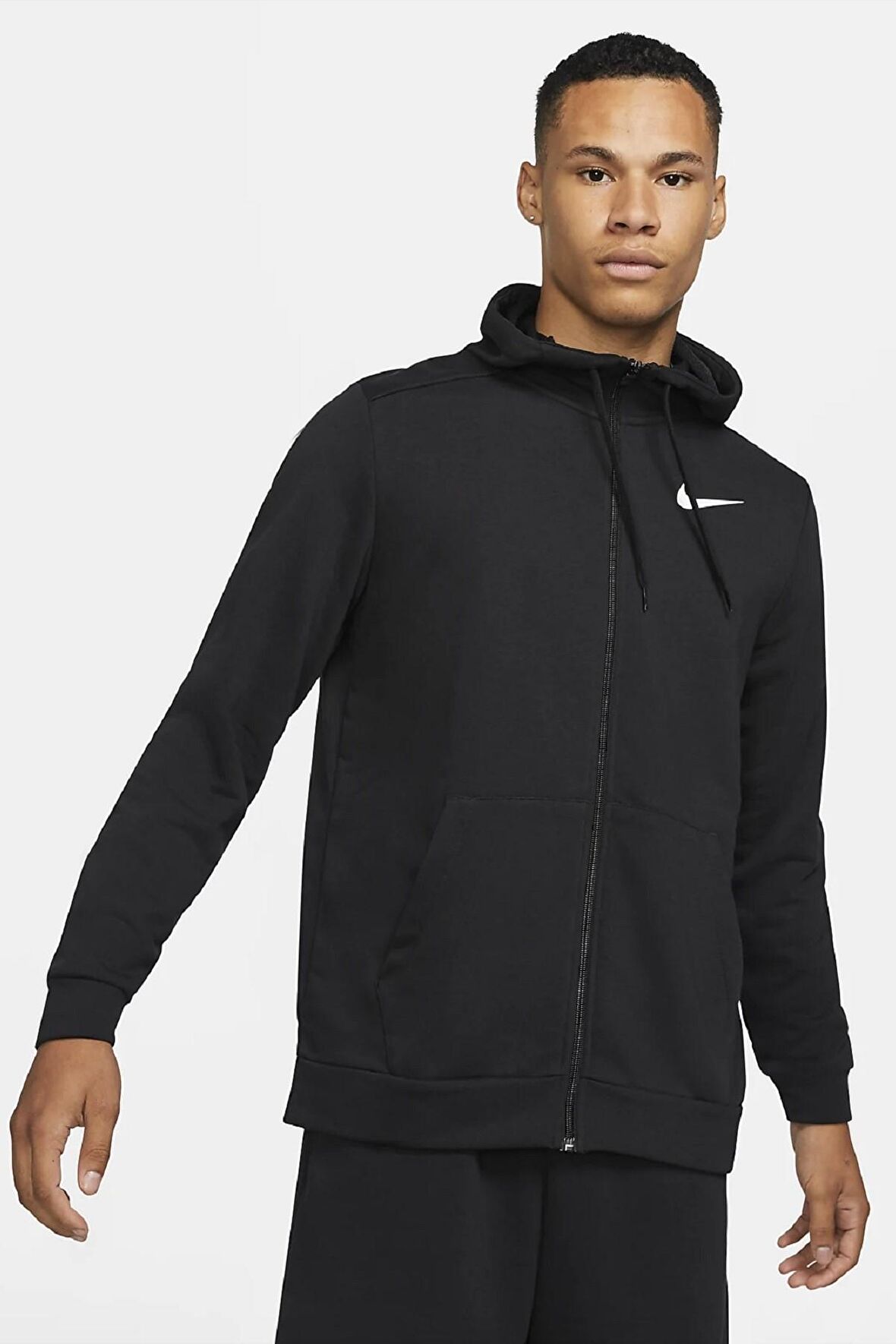 Nike Dri Fit Mens Full Zip Hoodie Kapüşonlu Fermuarlı Siyah Erkek Sweatshirt CJ