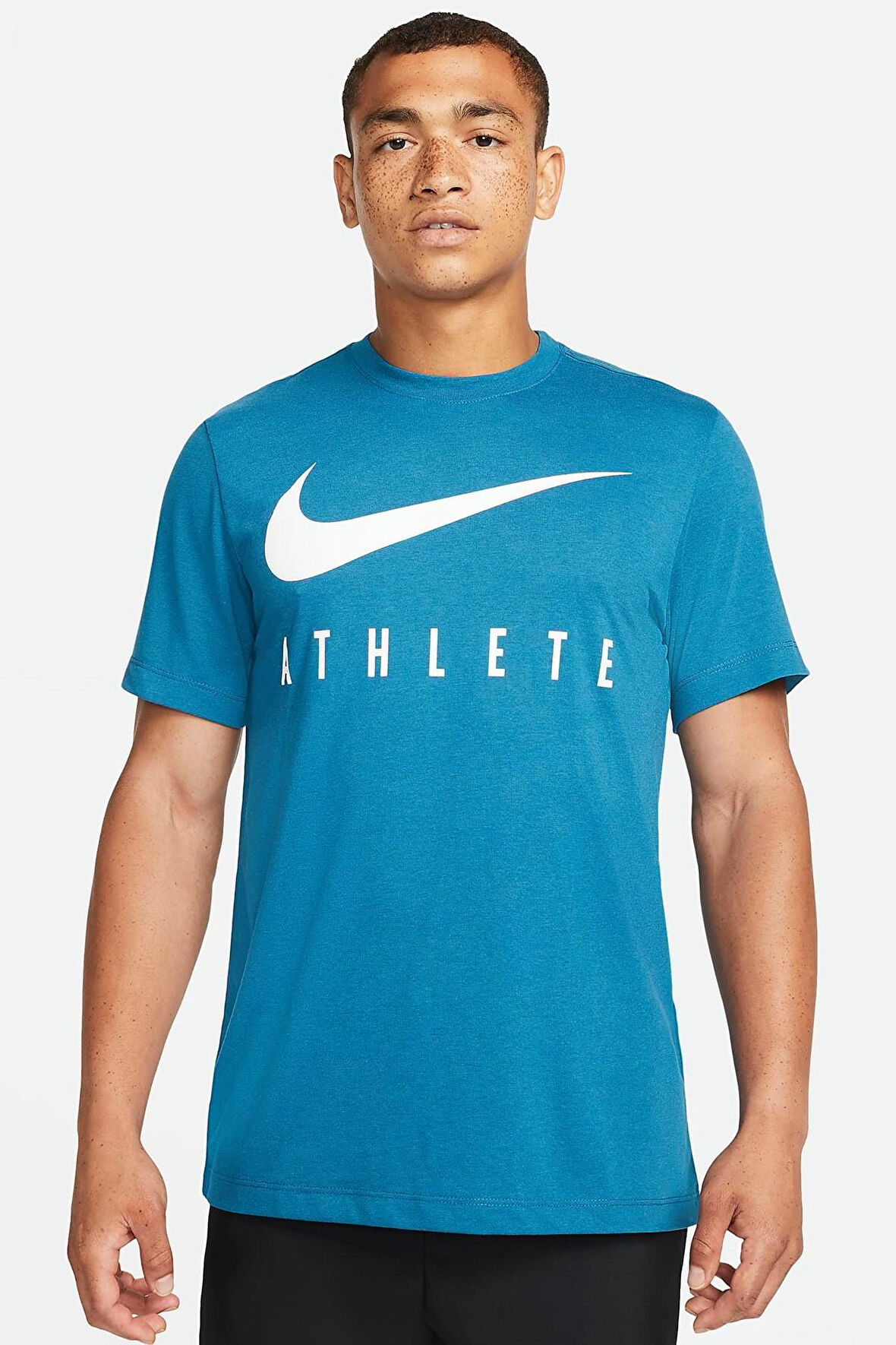 Nike Dri Fit Training Cotton Tee Short Sleeve Baskılı Mavi Tişört