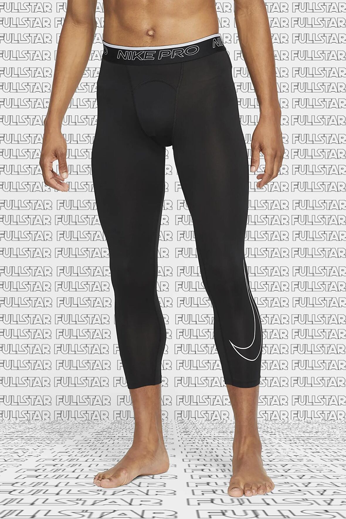 Nike Pro Dri Fit Mens 3/4 Leggings Black 3/4 Boy Erkek Antrenman Taytı Siyah