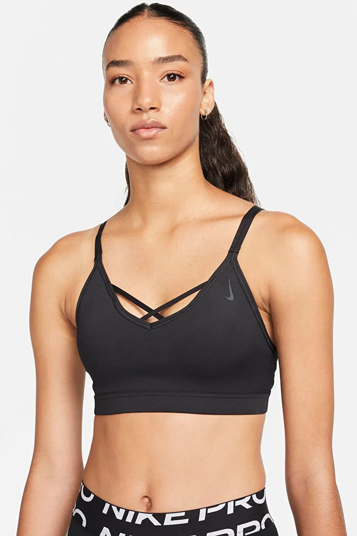 Nike Yoga Dri Fit Indy Strappy Bra Kadın Yoga Sütyen Büstiyer Siyah