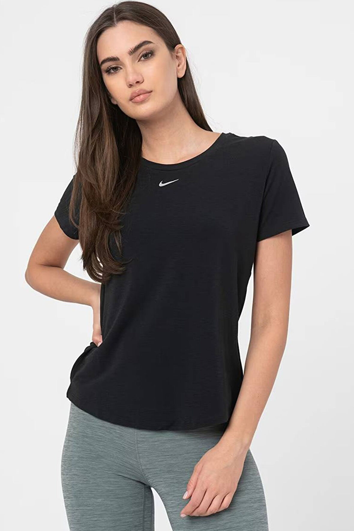 Nike Dri Fit UV One Luxe Women's T-shirt Top Kadın Reflektörlü Koşu Antrenman Tişörtü Siyah
