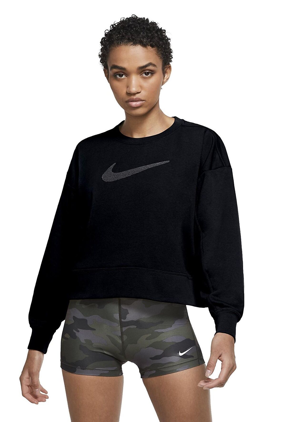 Nike Dri-Fit Swoosh Training Loose Fit Sweat Bol Kesim Crop Sweatshirt