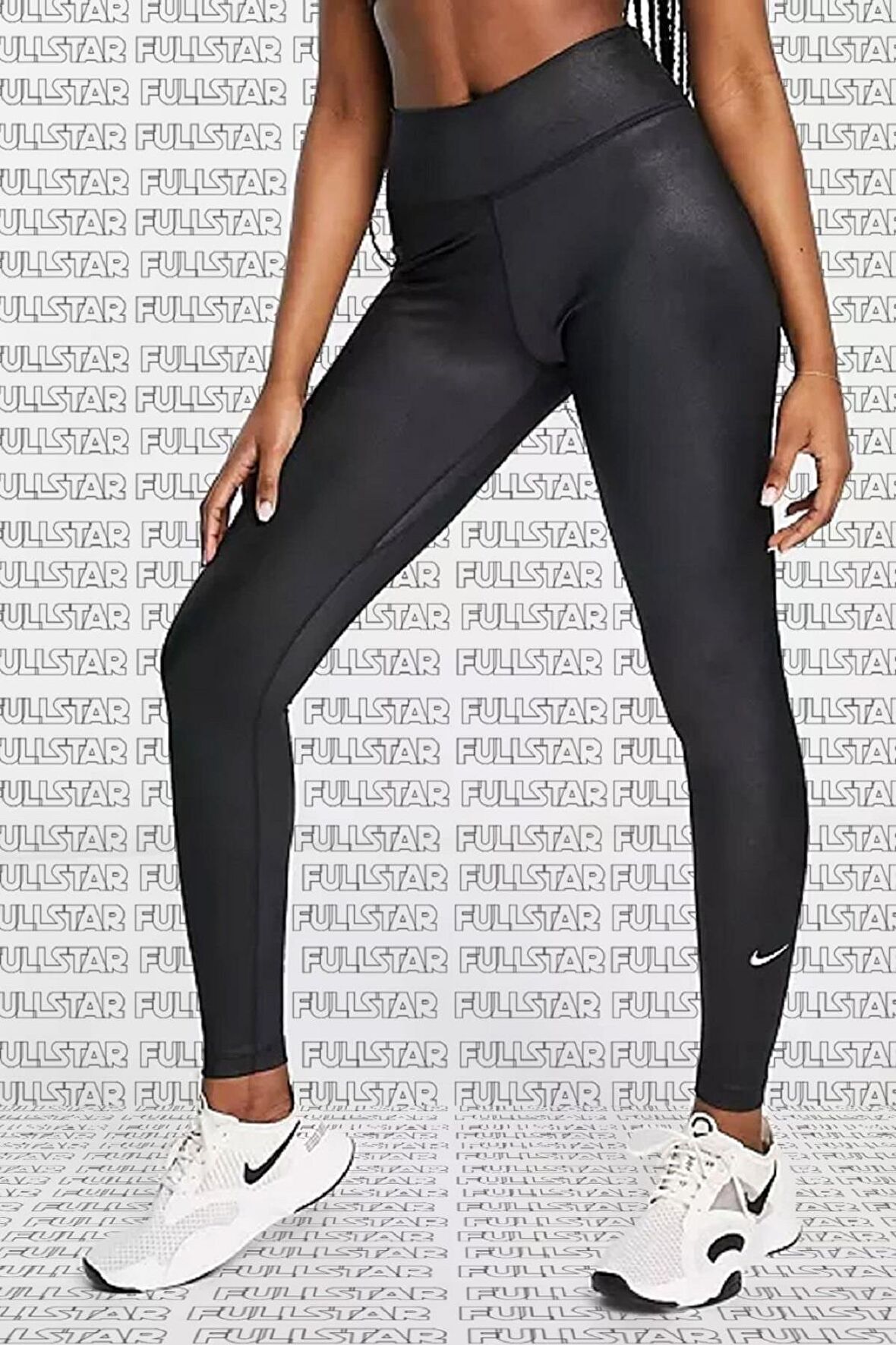 Nike One Dri Fit Training Shine Black Leggings Toparlayıcı 2 İç Cepli Siyah Parlak Tayt