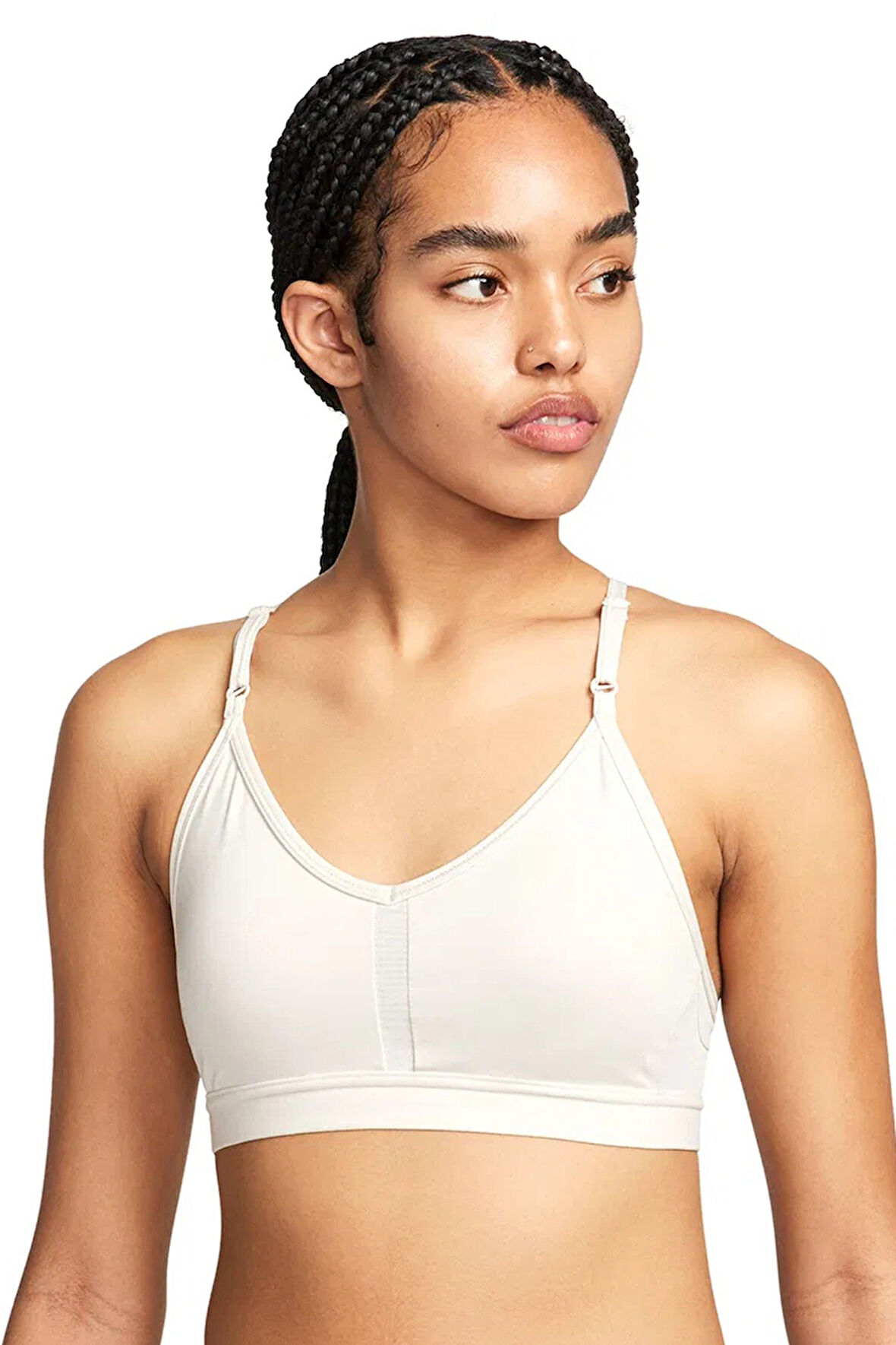 Nike Training Indy Dri Fit Light Support Bra Kadın Spor Sütyen Kırık Beyaz