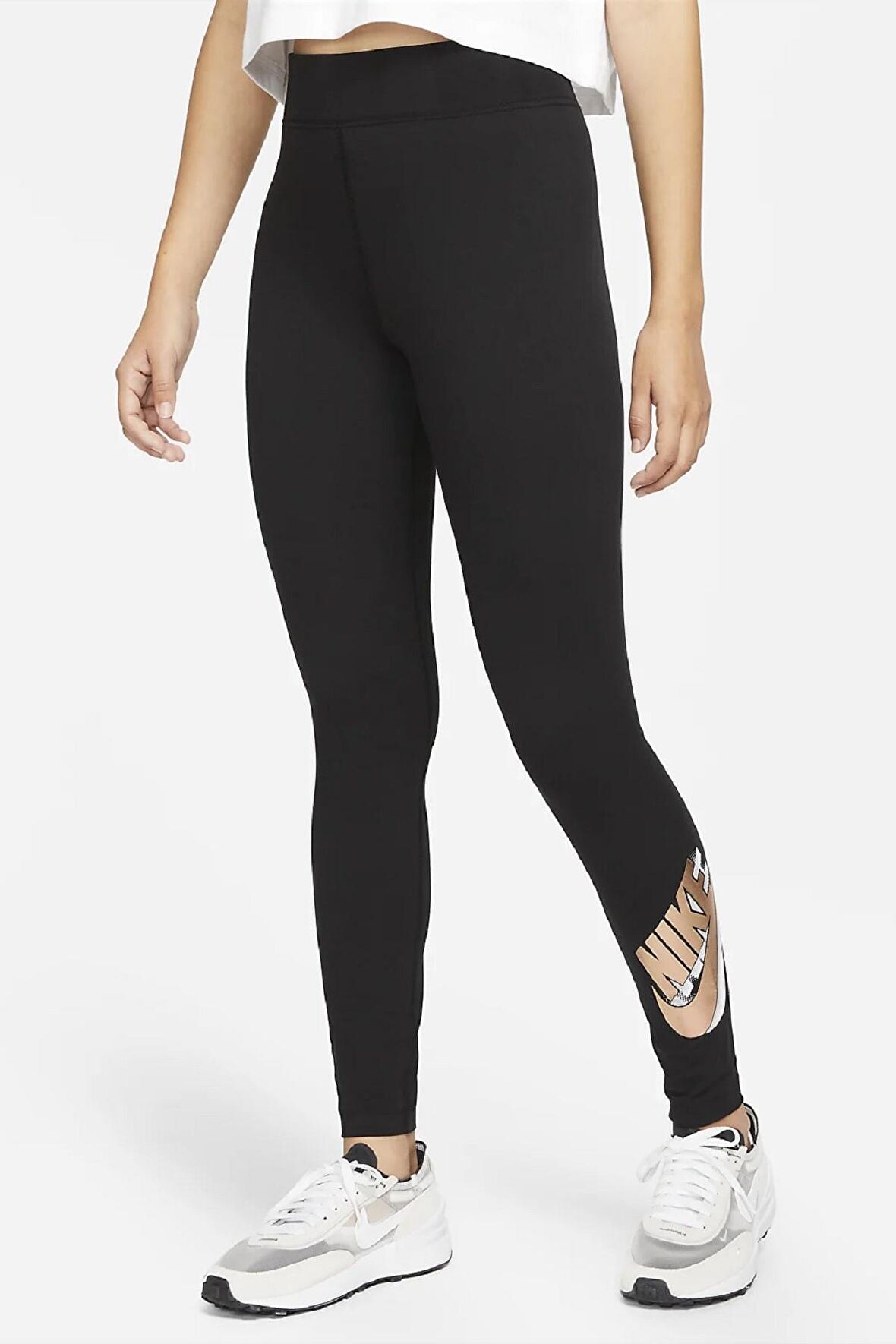 Nike Sportswear Essential High Rise Leggings Yüksek Belli Pamuklu Siyah Tayt DM