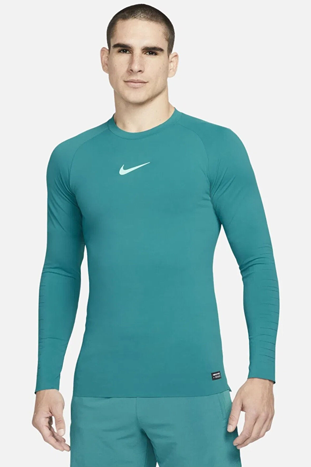 Nike Pro Dri Fit ADV Athletic Tight Fit Training Body Kalın Sıkı Erkek Koşu Antrenman Üstü Sweatshirt Yeşil