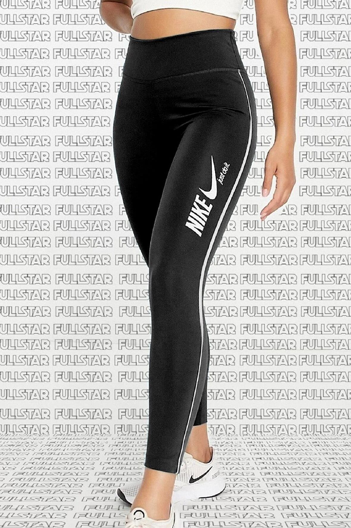 Nike One Dri Fit Training Printed Black Leggings Toparlayıcı 2 İç Cepli Siyah Tayt