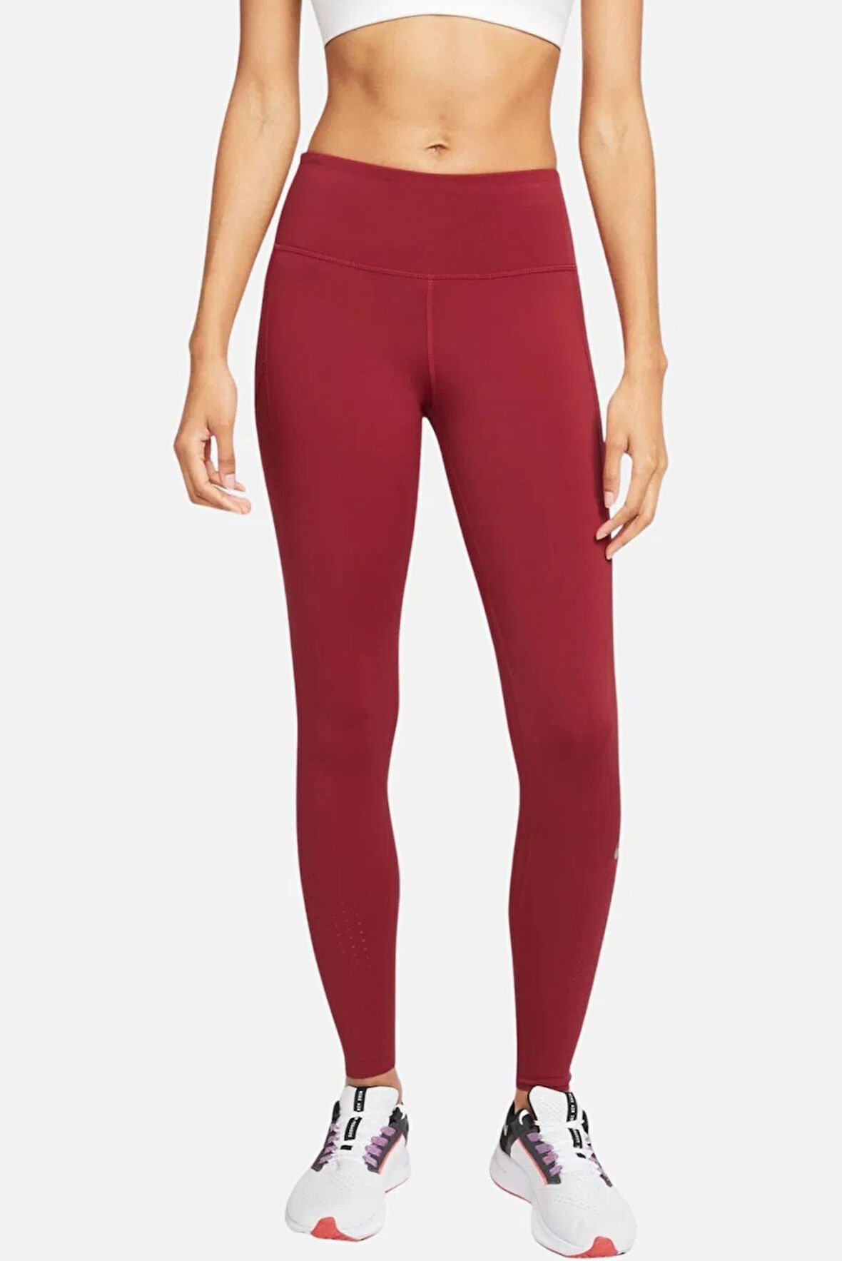 Nike Running Fast Dri Fit Leggings Roze Epic Lux Buhar Bariyer Cepli Şekillendirici Toparlayıcı Spor Tayt Bordo