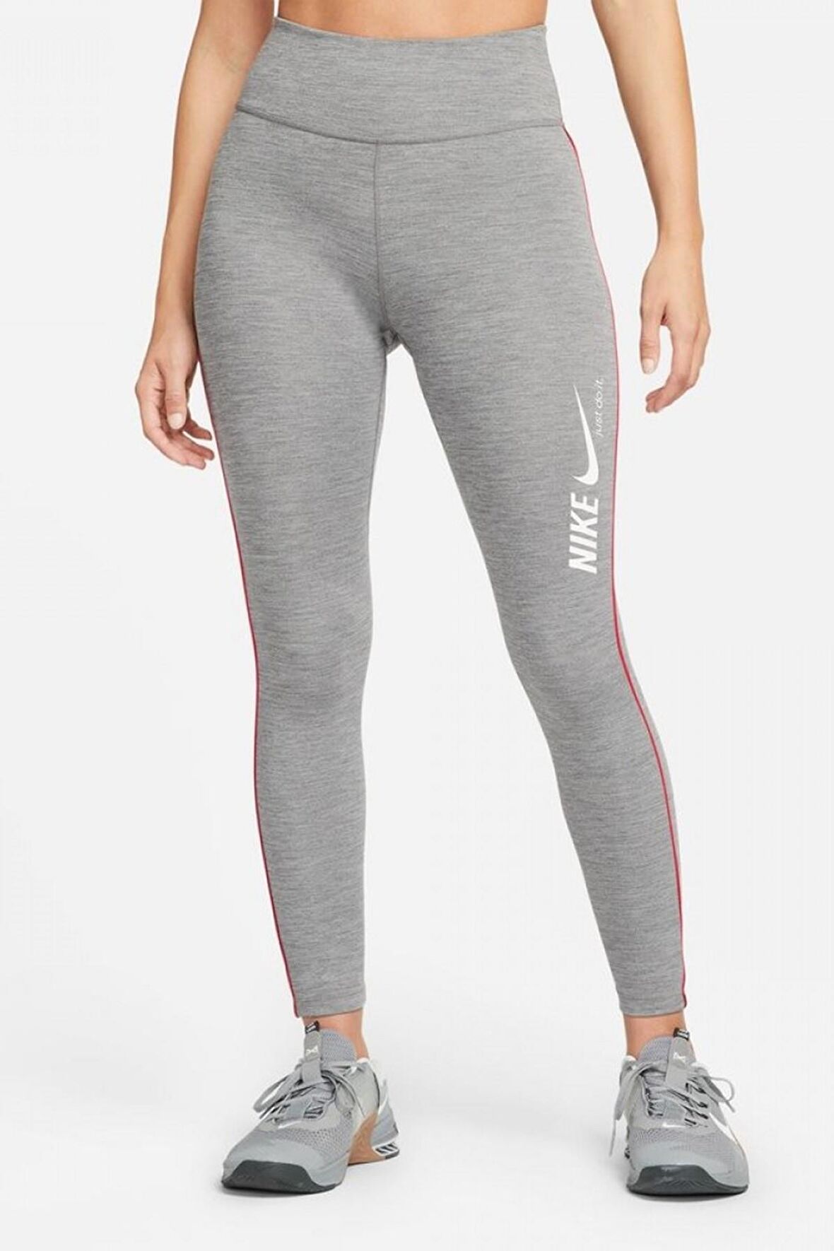 Nike One Dri Fit Training Printed Grey Leggings Toparlayıcı 2 İç Cepli Gri Tayt