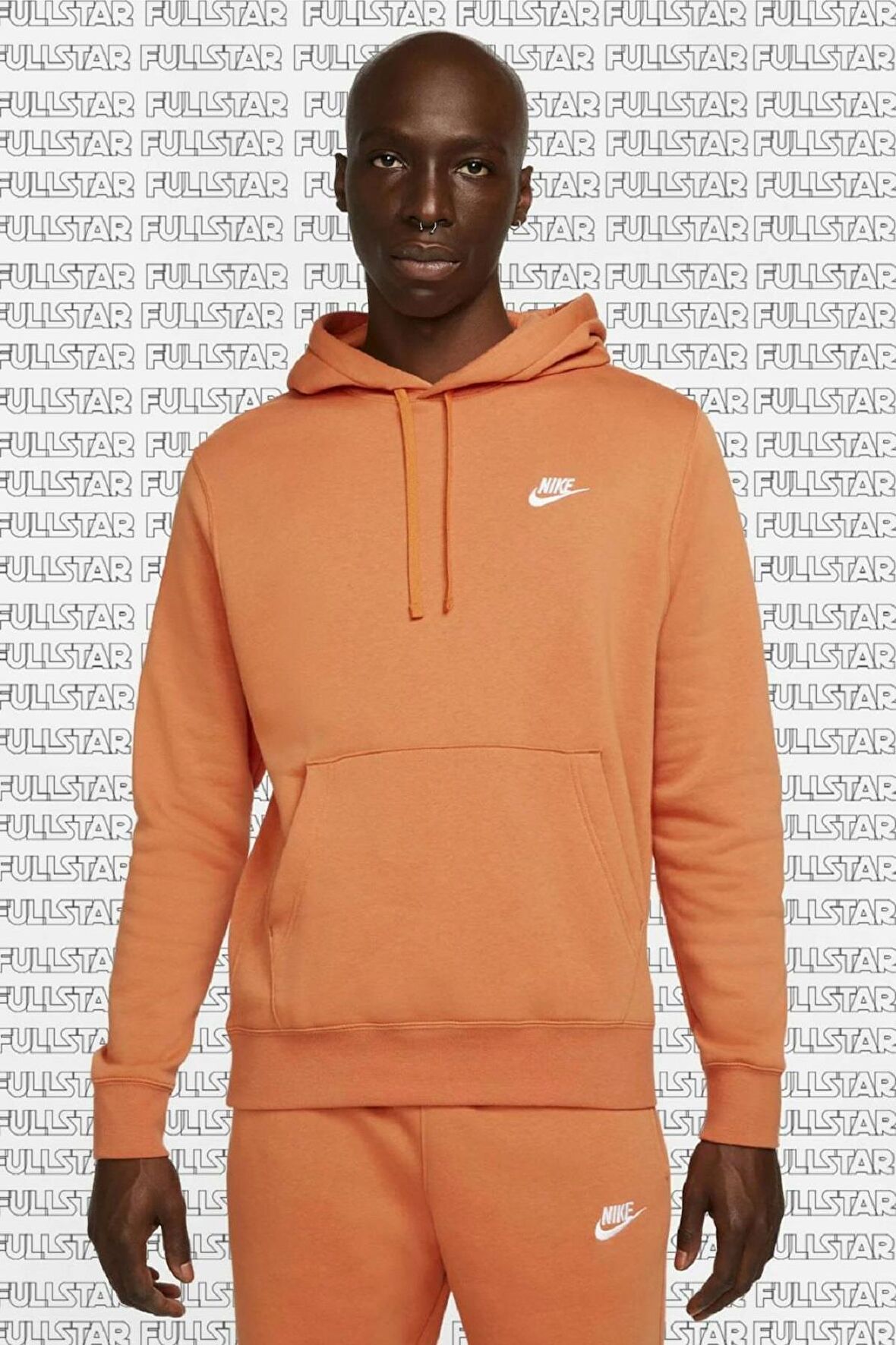 Nike Sportswear Hoodie Fleece Şardonlu Kapüşonlu Bol Kesim Sweatshirt Orange