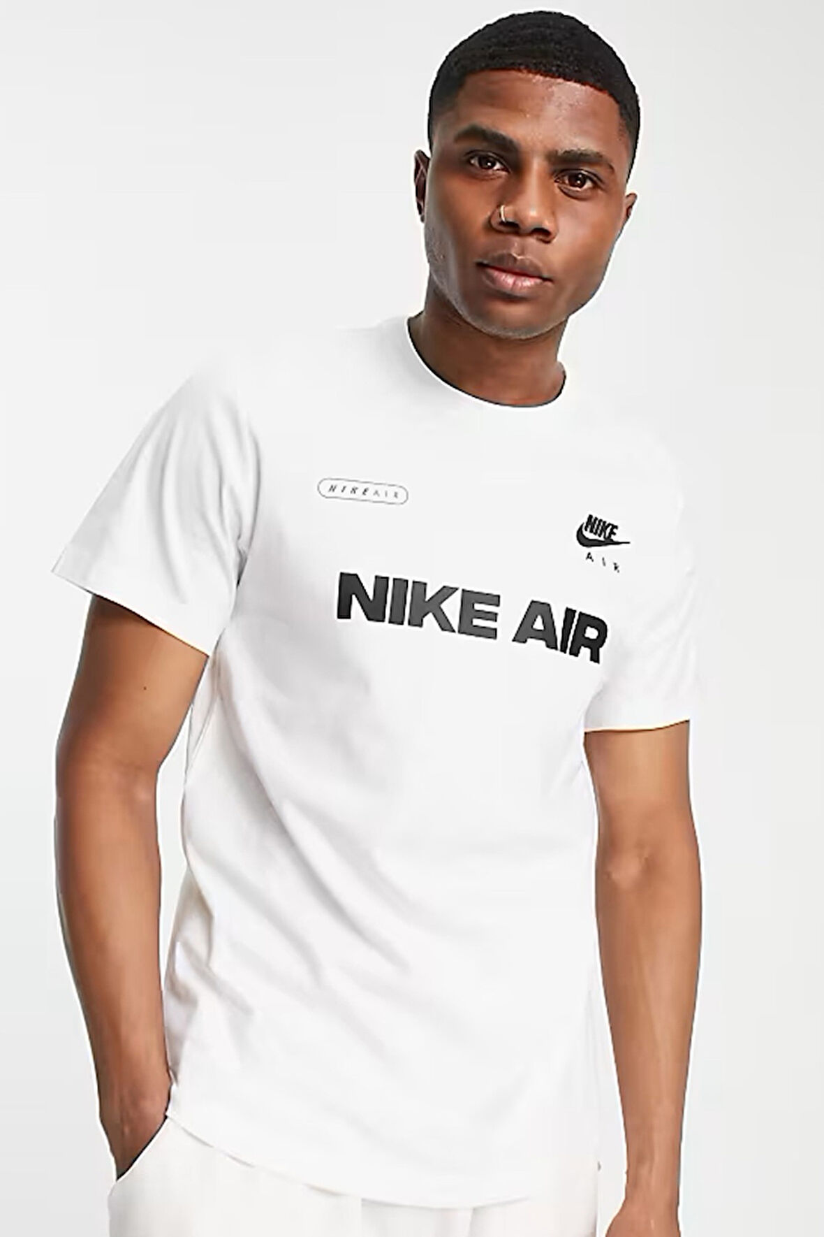 Nike Air Logo Cotton Men's White T-shirts Erkek Pamuklu Tişört Beyaz