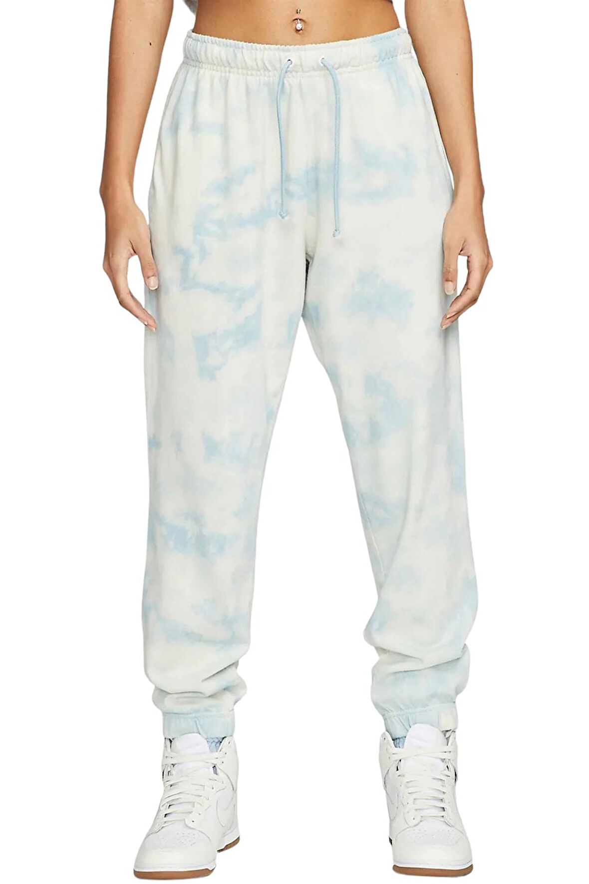 Nike Sportswear Jersey Mid Rise Loose Fit Women's Cloud Dye Kadın Bol Kesim Eşofman Altı Beyaz Mavi