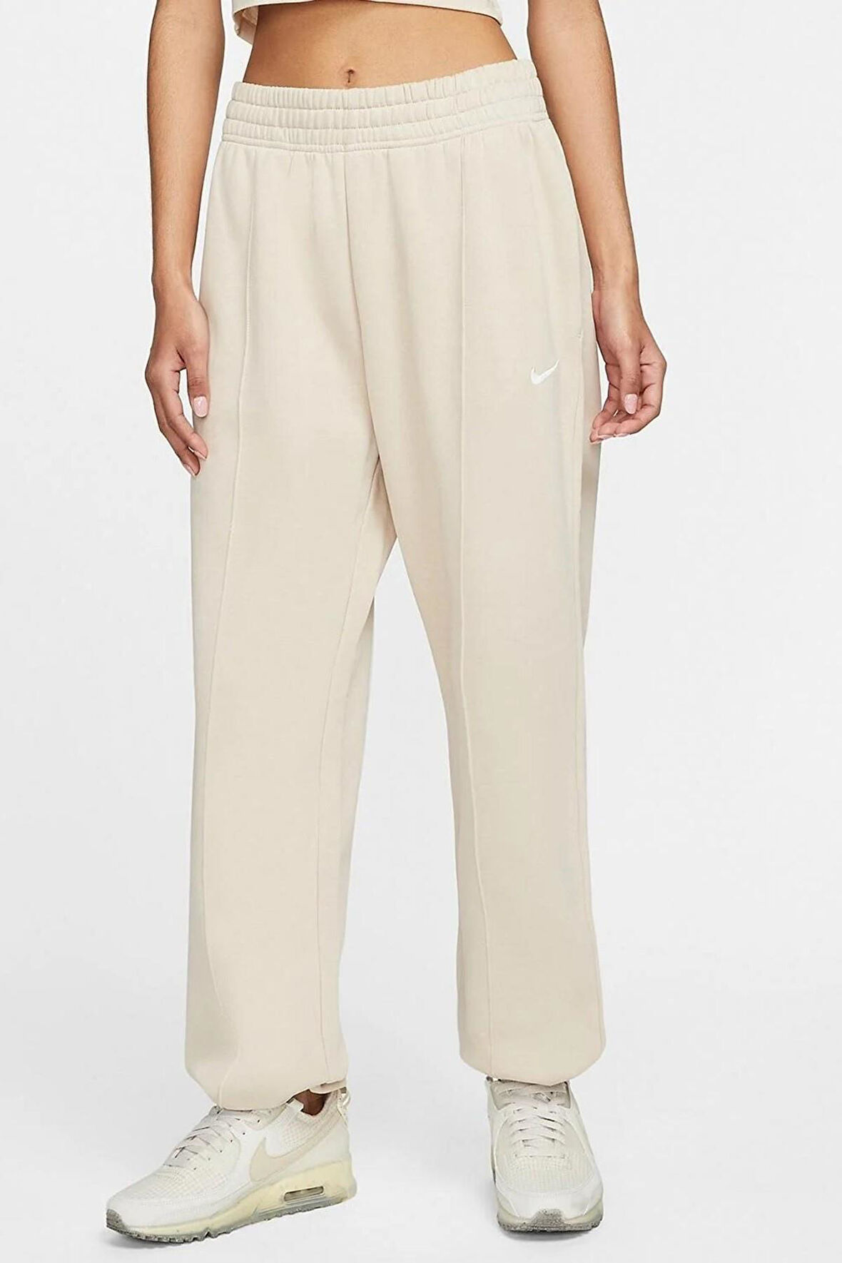 Nike Sportswear Regular Fit Pant Bol ve Uzun Kesim Eşofman Altı Krem